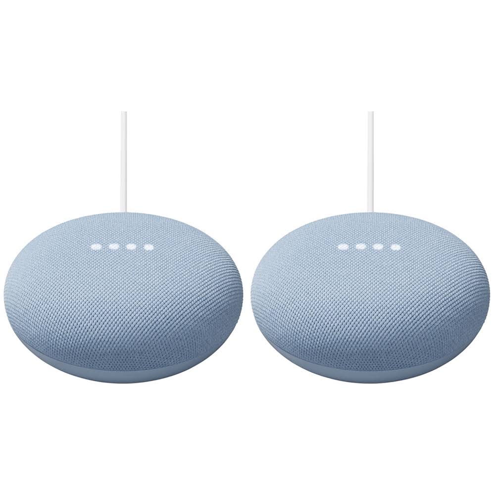Google Nest Mini - 2nd Gen Smart Speaker GA01140-US with Google Assistant Sky Blue 2 Pack