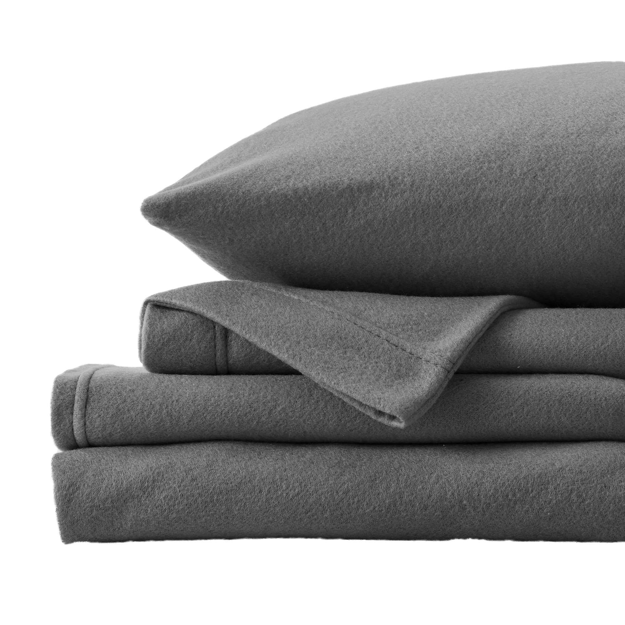 Great Bay Home Christina Solid Fleece Sheet Sets Full Charcoal