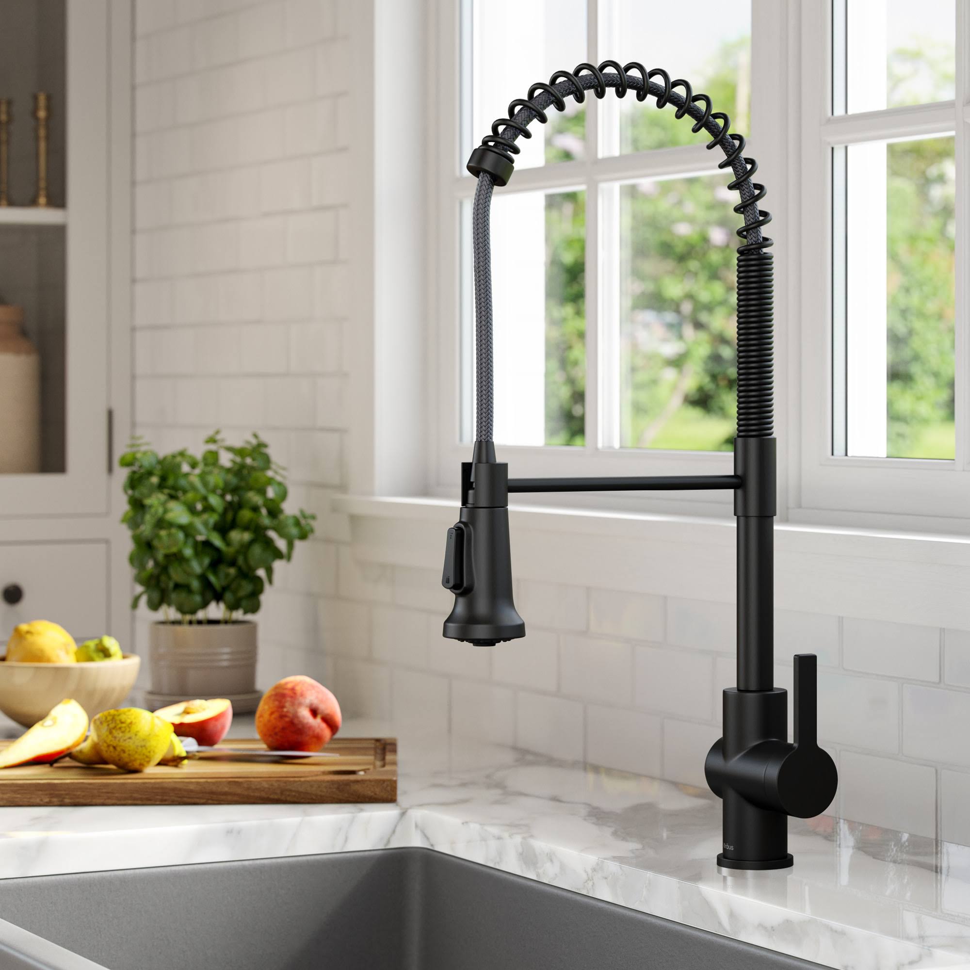 Kraus KPF-1691MB Britt Commercial Style Pull-Down Single Handle Kitchen Faucet Matte Black