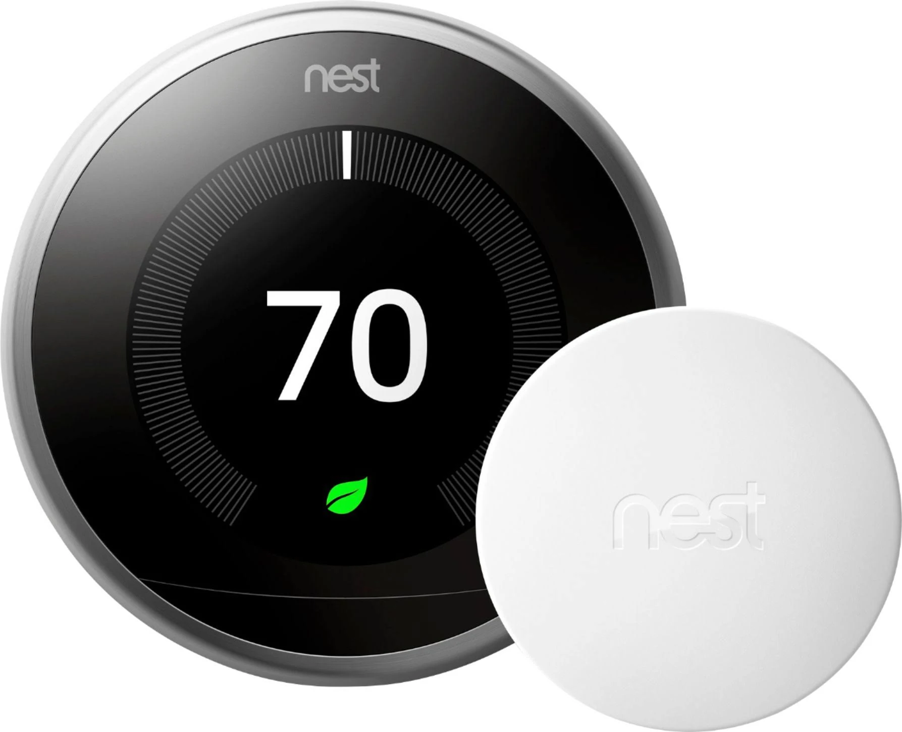 Nest Learning Programmable Wi-Fi Thermostat with Temperature Sensor - Stainless Steel