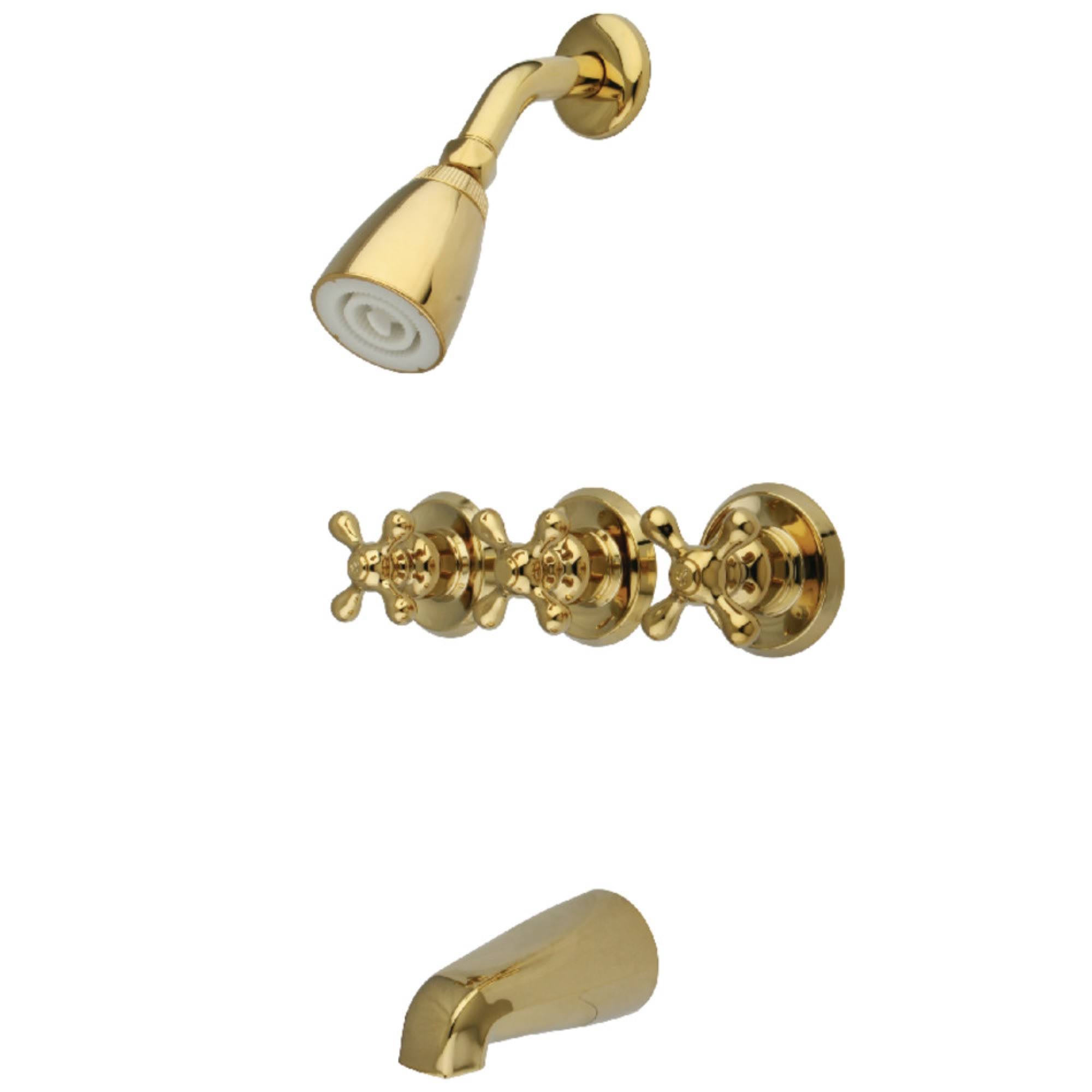 Kingston Brass KB23. AX Tub and Shower Trim with Single Function Shower Head and - Polished Brass