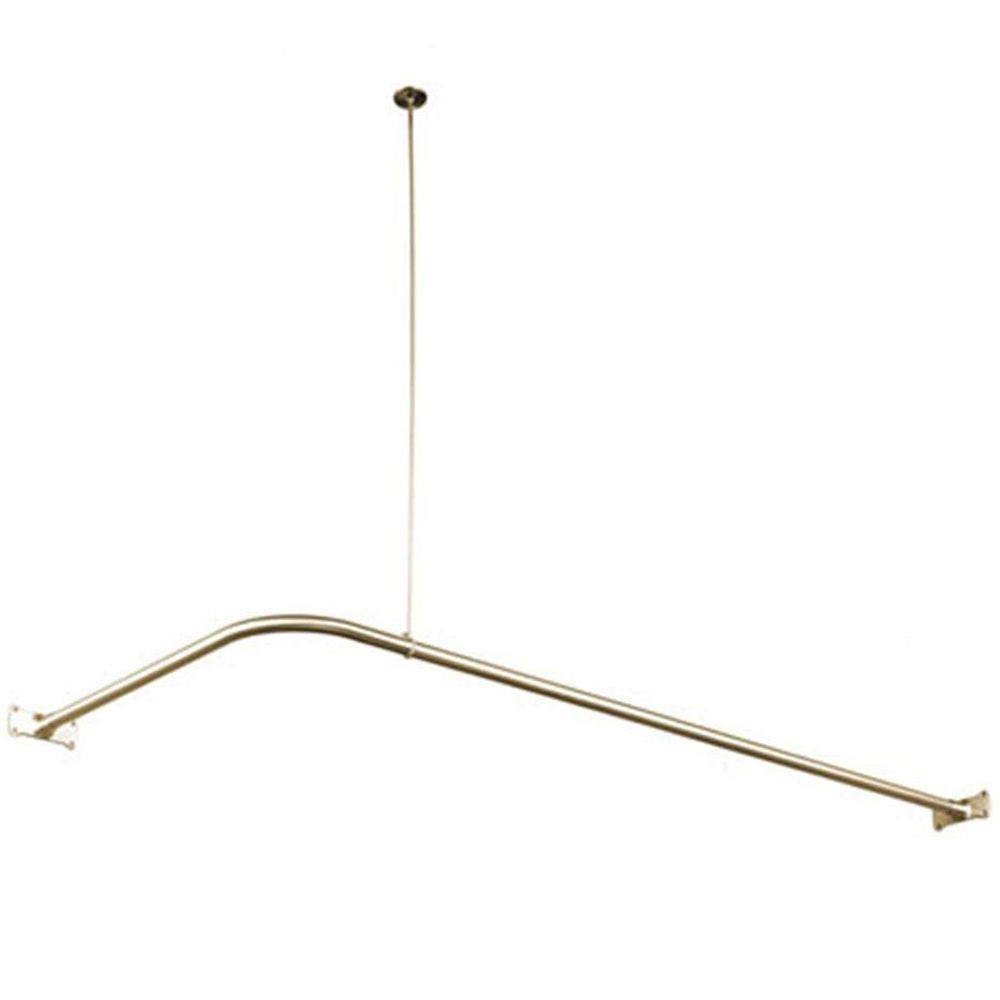 Kingston Brass 64 in. x 27 in. Corner Shower Rod in Brushed Nickel