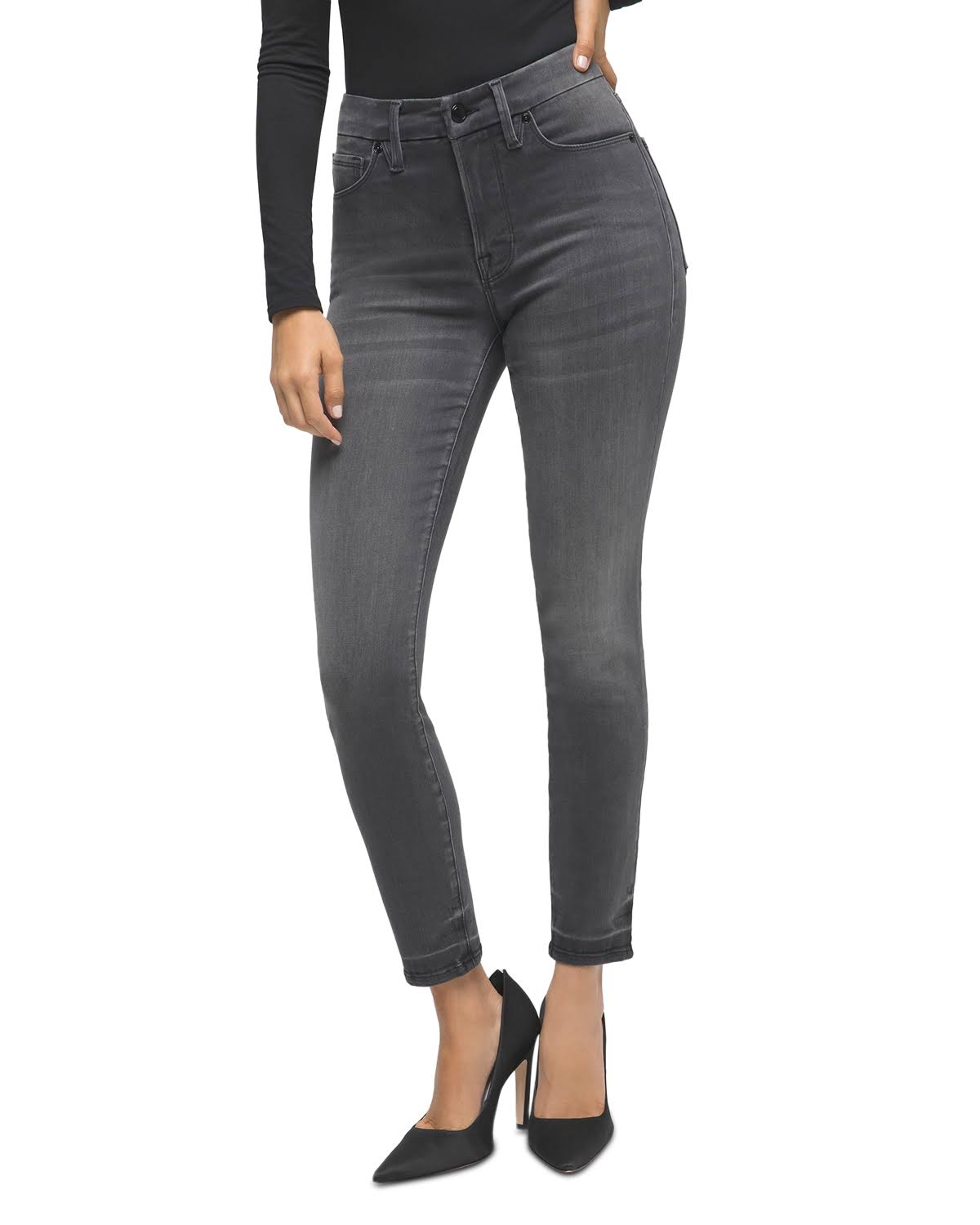 Women&s Good American Good Legs High Waist Crop Skinny Jeans, Size 8 - Black