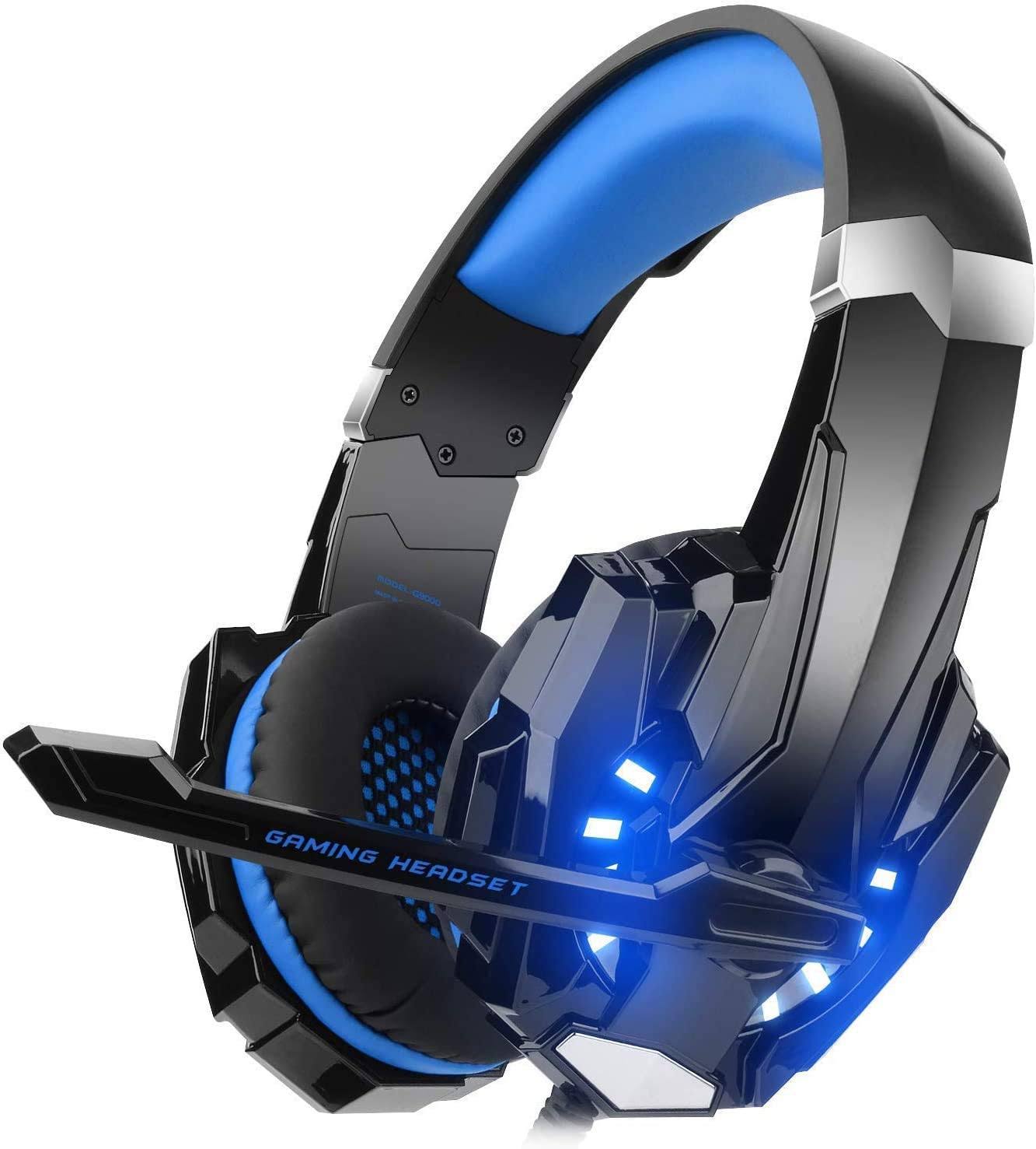 Gaming Headset for PS4 Xbox One PC, DIZA100 Gaming Headphones with Microphone LED Light Bass Surround Aluminium Housing for Comp