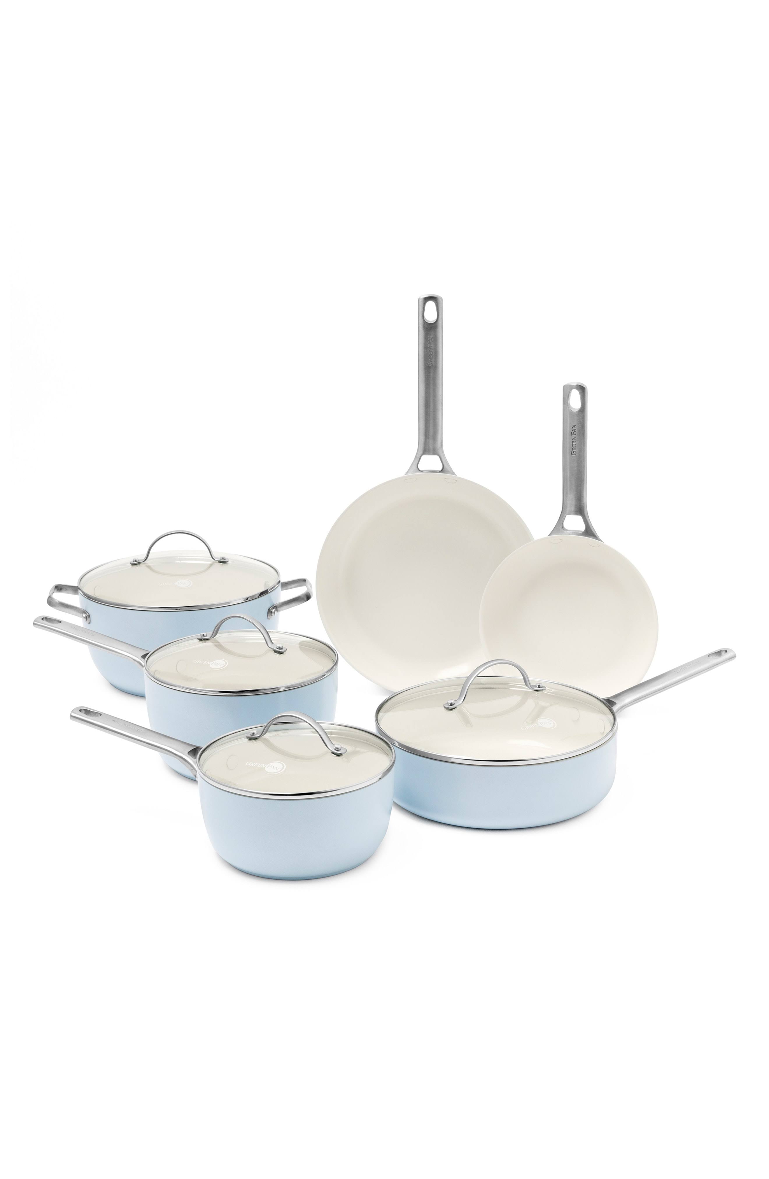 GreenPan Padova Ceramic 10-Piece Cookware Set, Light Blue