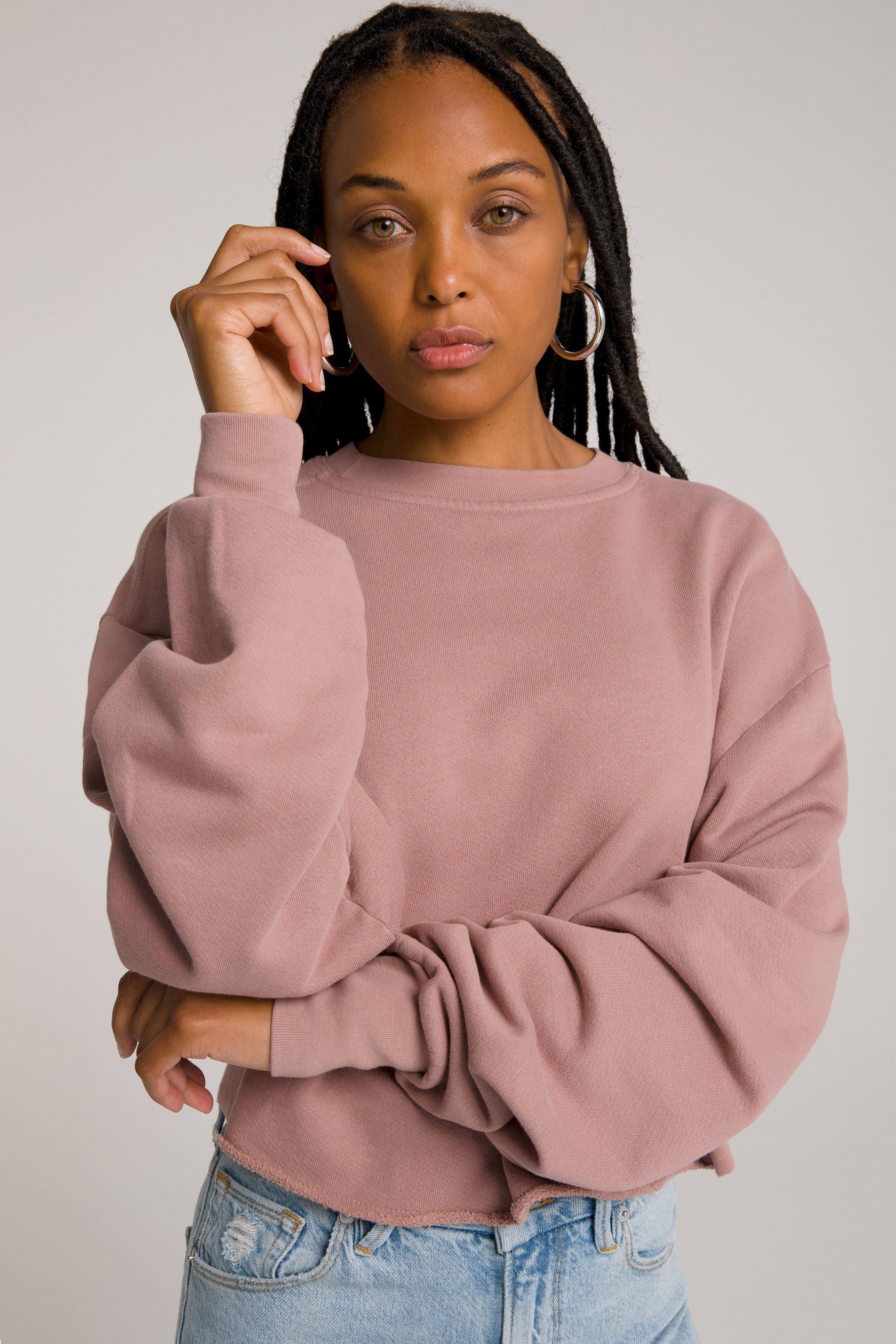 Good American Women&s Cropped u0026 Cool Sweatshirt in Dusk001 Size 0