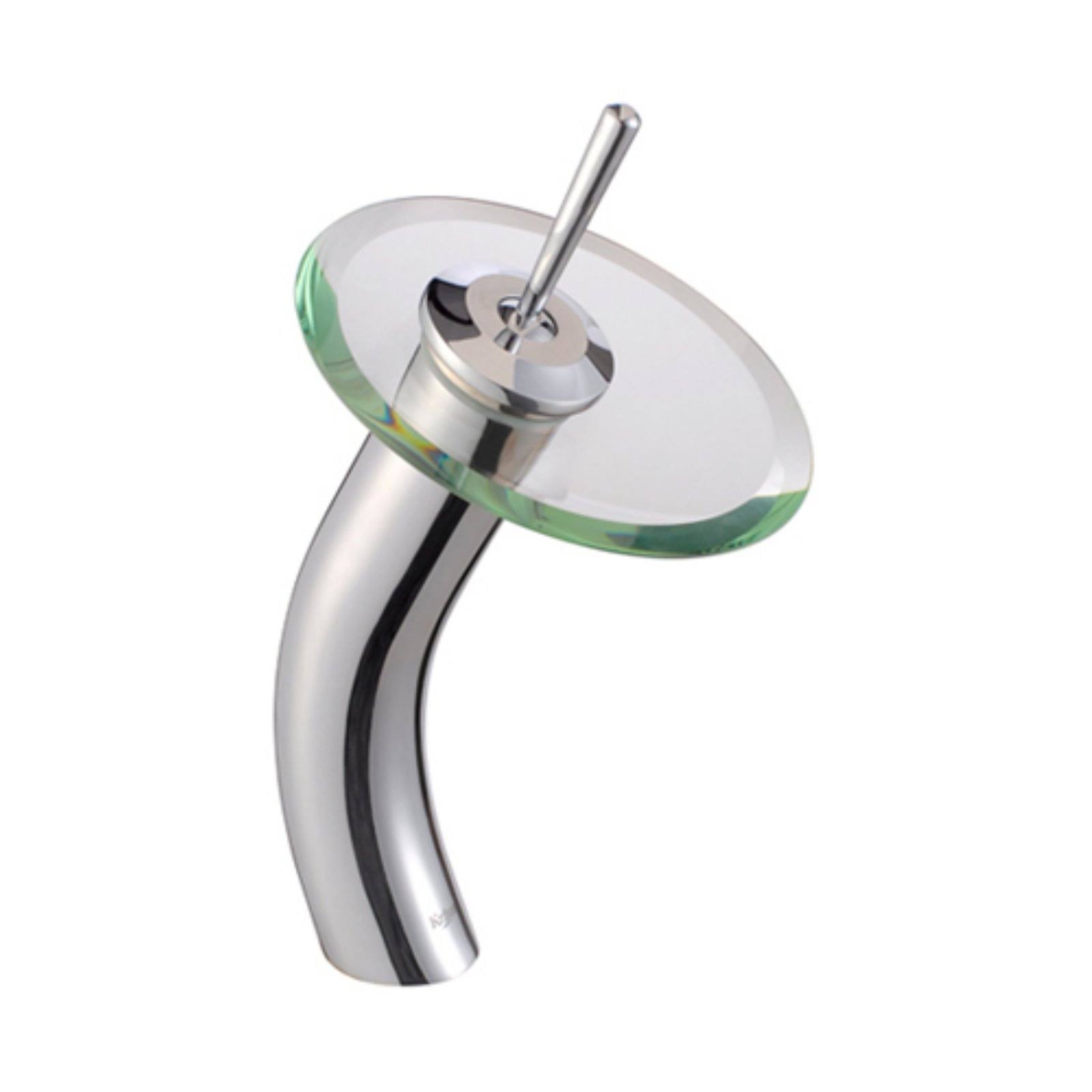 Kraus Clear 34mm Edge Glass Vessel Sink and Waterfall Faucet - Chrome
