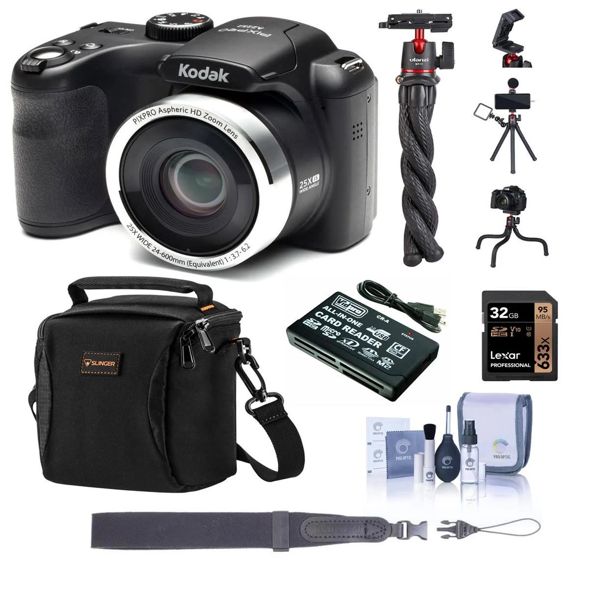 Kodak Kodak Pixpro AZ252 16MP Point and Shoot Digital Camera Black with Accessory Kit AZ252BK B