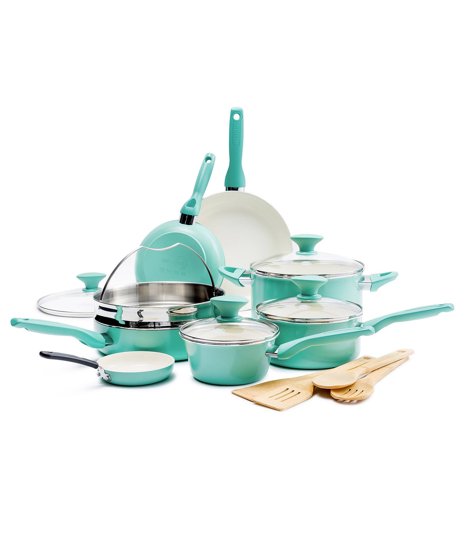 GreenPan Rio Ceramic Nonstick Turquoise 16 Piece Cookware Set