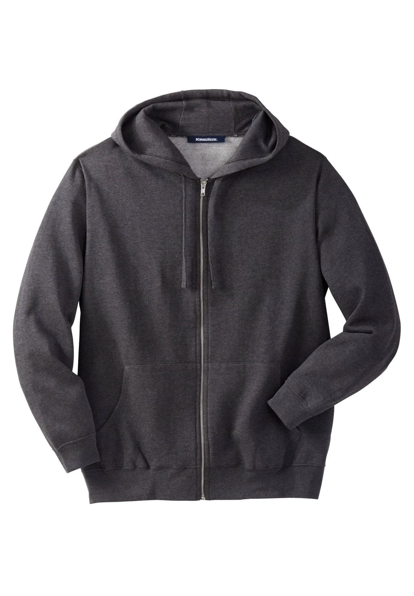 Men&s Big u0026 Tall Fleece Zip-Front Hoodie by KingSize in Heather Charcoal (Size 4XL)