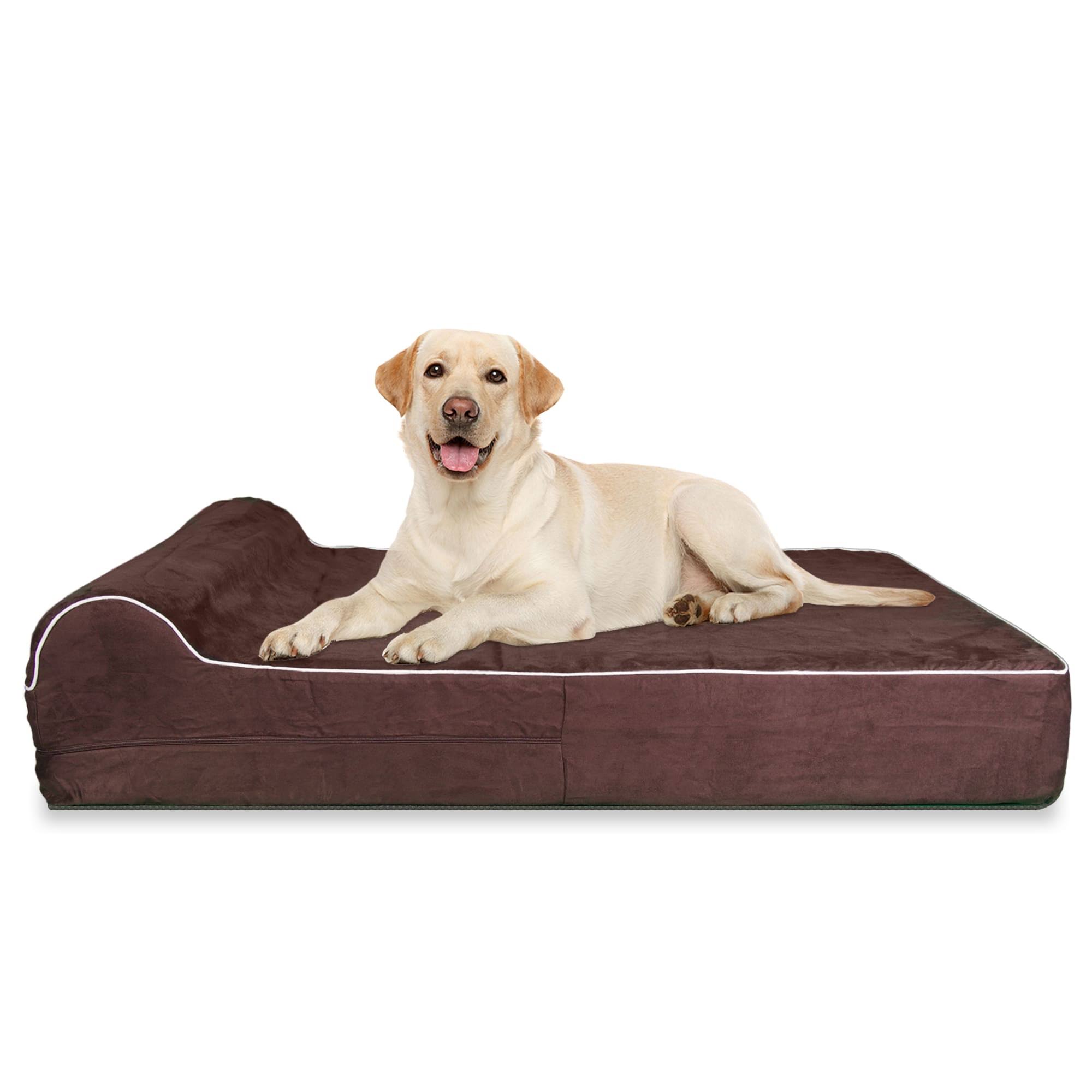 Kopeks Orthopedic Memory Foam Dog Bed with Pillow, X-Large, Brown