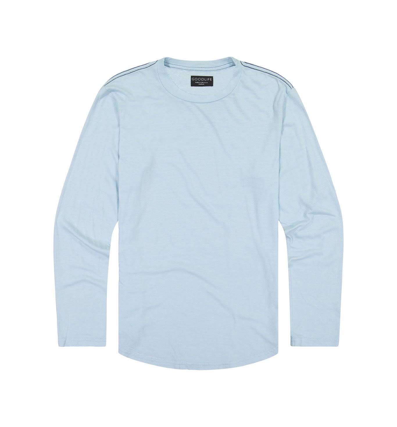 Goodlife Men&s Tri-Blend L/S Scallop Crewneck T-Shirt | Cool Blue