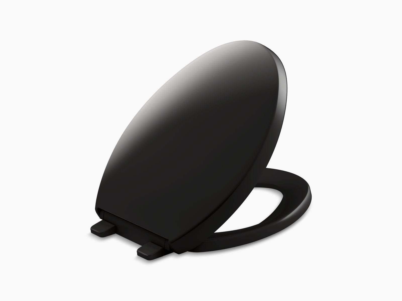 Kohler K-4008-7 Reveal Quiet-Close Elongated Toilet Seat with Grip-Tight Bumpers Black Black