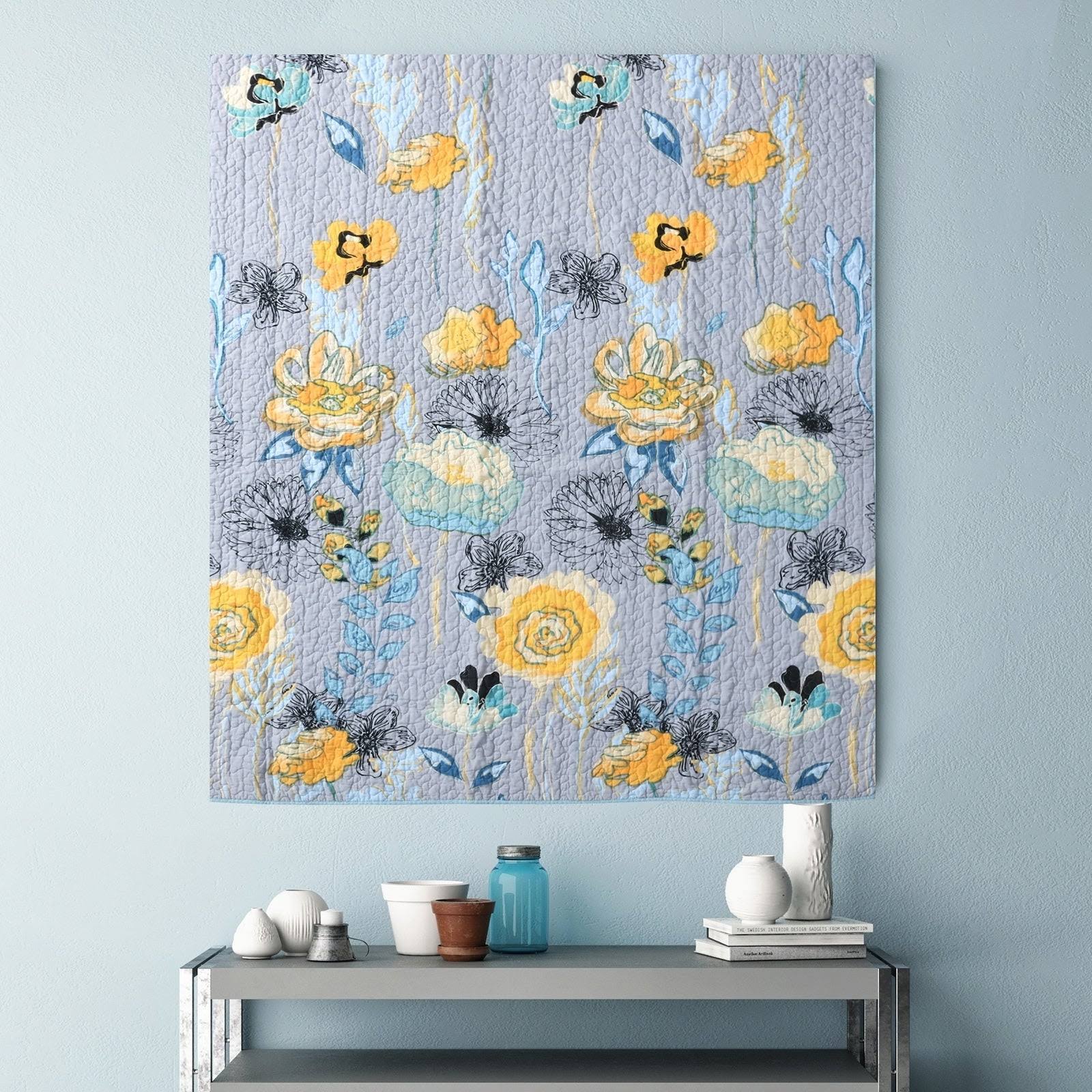 Greenland Home Fashions Watercolor Dream Quilted Cotton Throw (Gray)