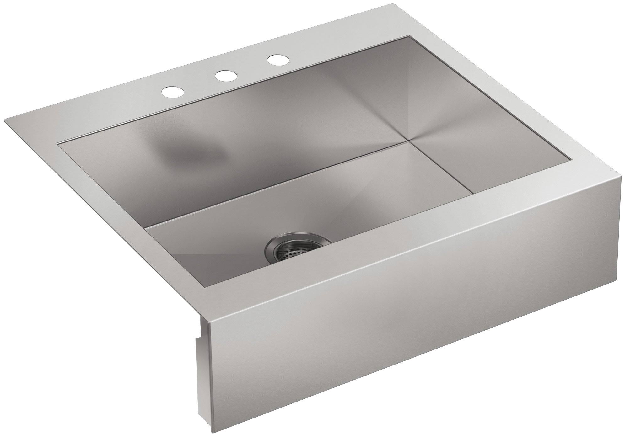 Kohler K-3935-3-NA Vault 29-3/4x22 x 24-5/16x22 x 9-5/16x22 Self-Trimming Top-Mount Single-Bowl Stainless Steel Apron-Front Kitc
