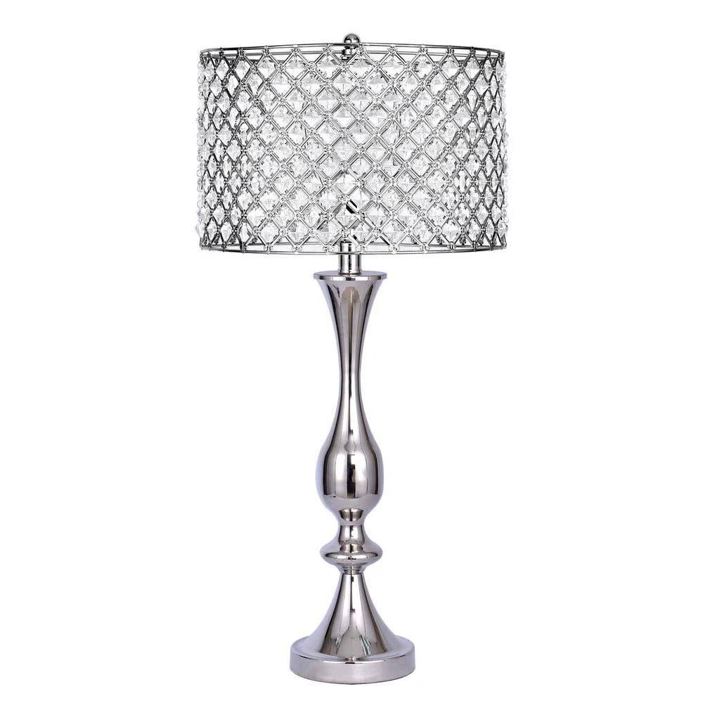 Grandview Gallery 27.5 in. Polished Nickel Table Lamp with Crystal Bling Shade ST90659W