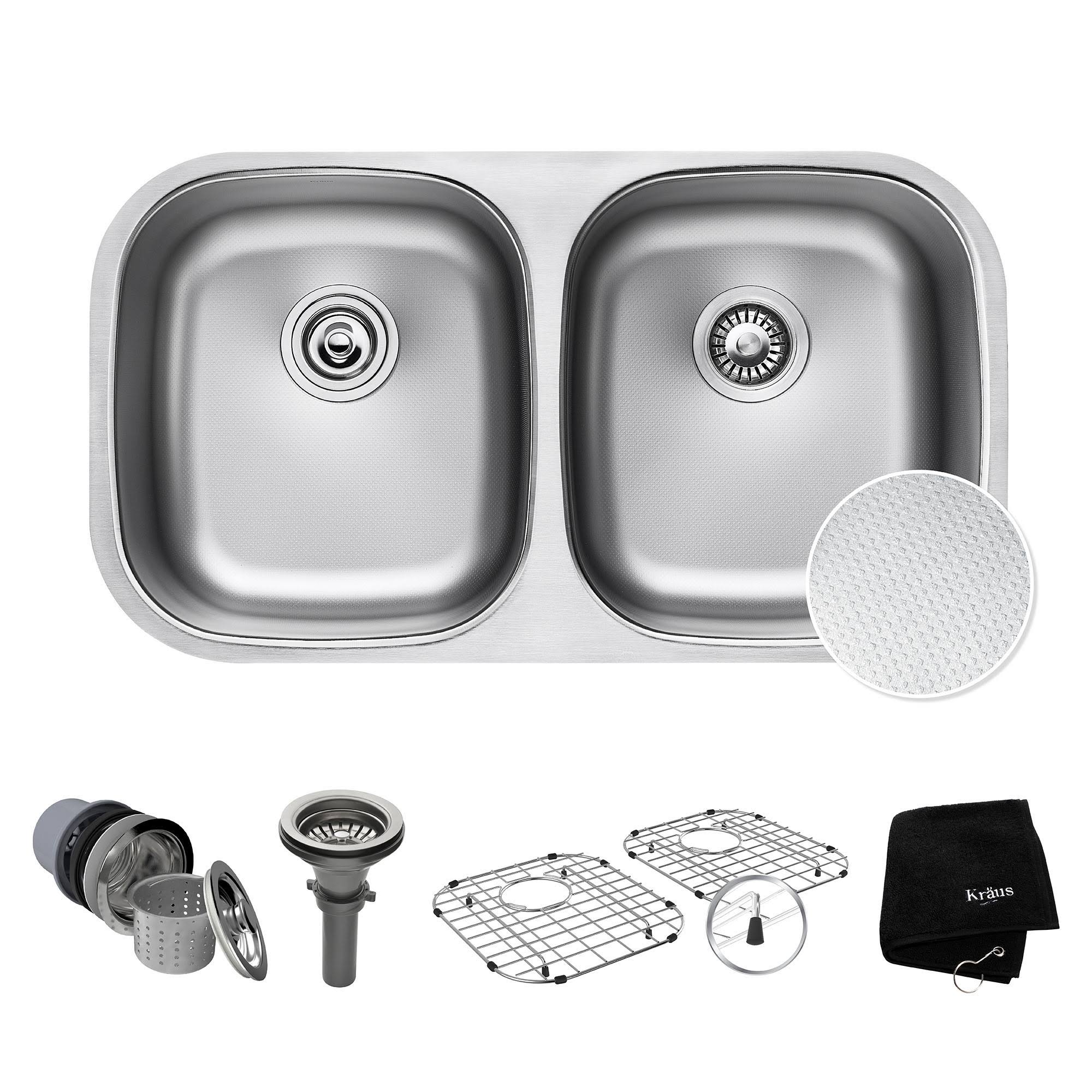 Kraus Outlast MicroShield Stainless Steel Undermount Double Bowl Sink KBU22E