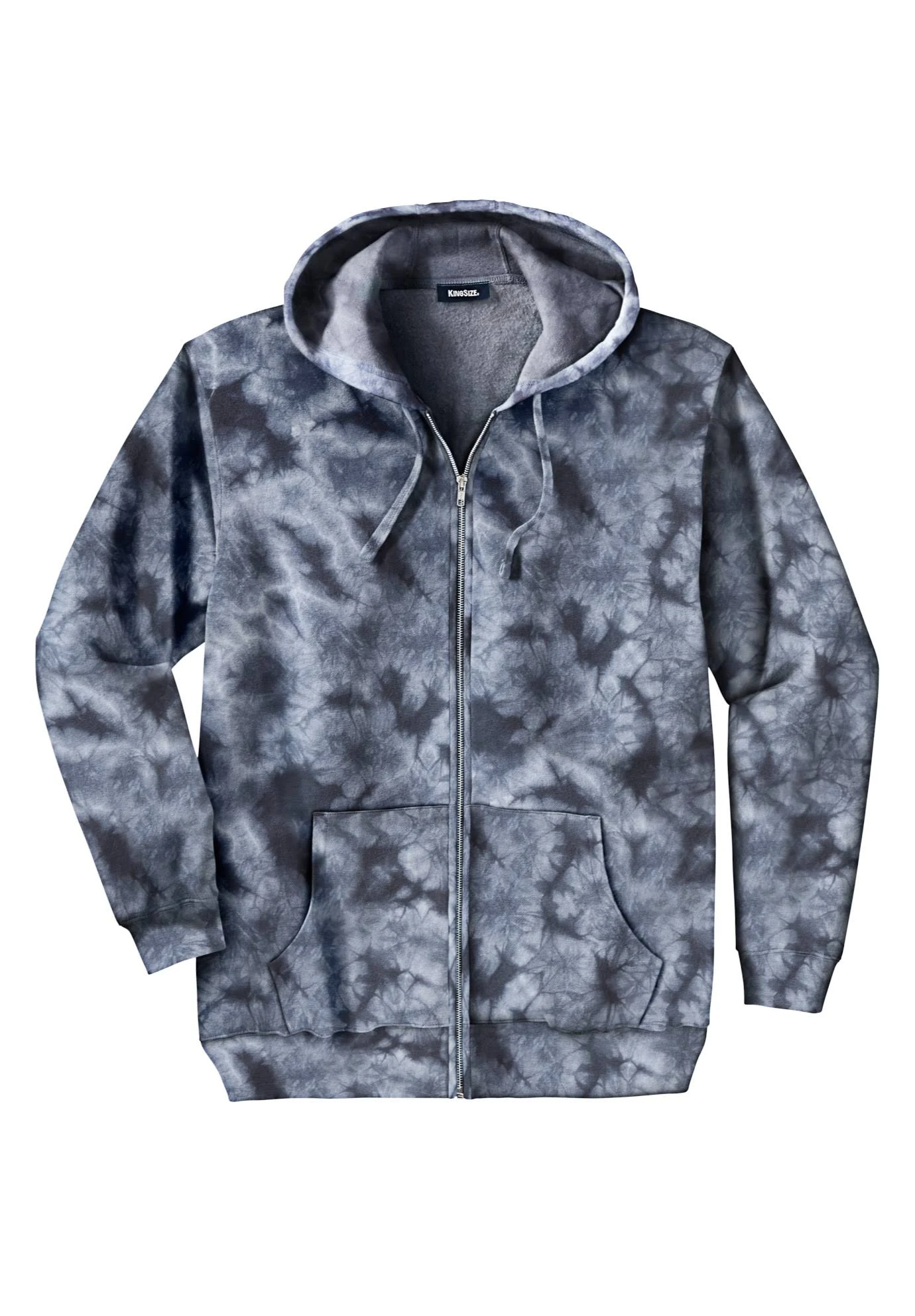 Men&s Big u0026 Tall Fleece Zip-Front Hoodie by KingSize in Steel Marble (Size XL)