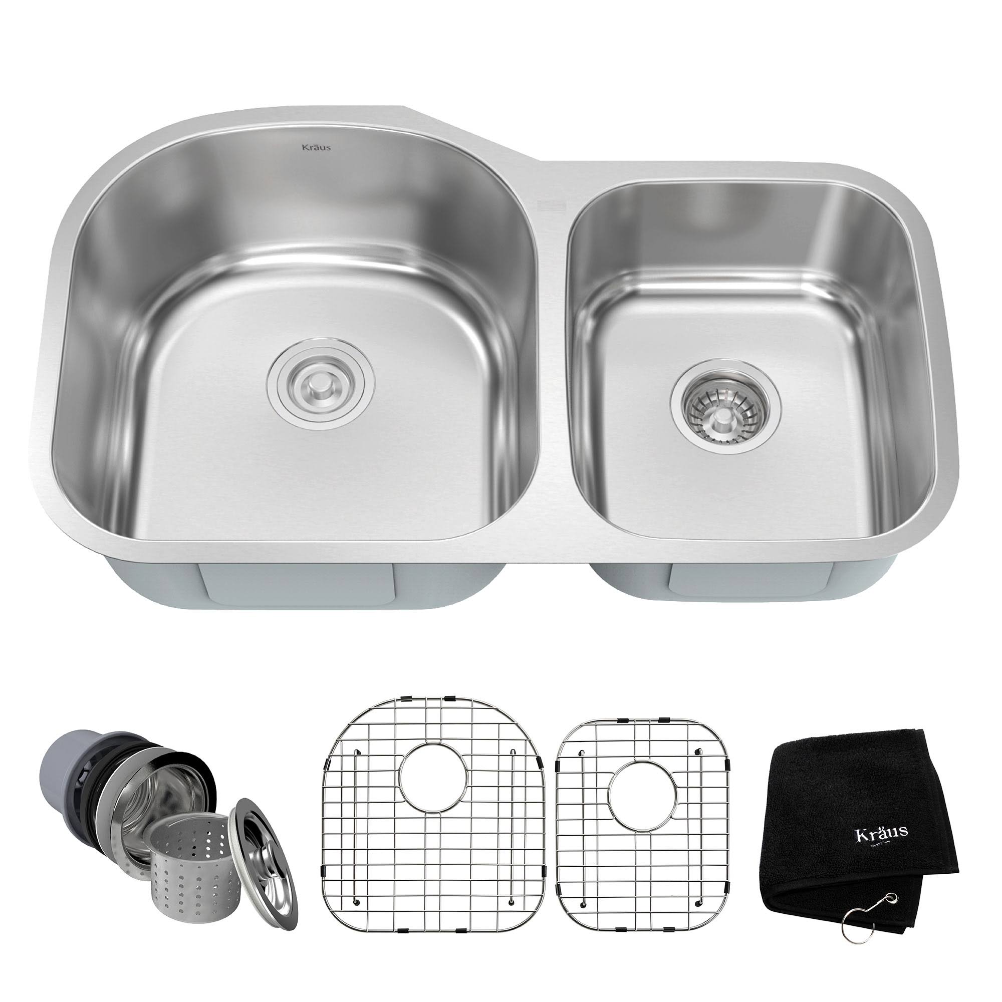 Kraus KBU27 Stainless Steel 35x22 Undermount Double Bowl Kitchen Sink