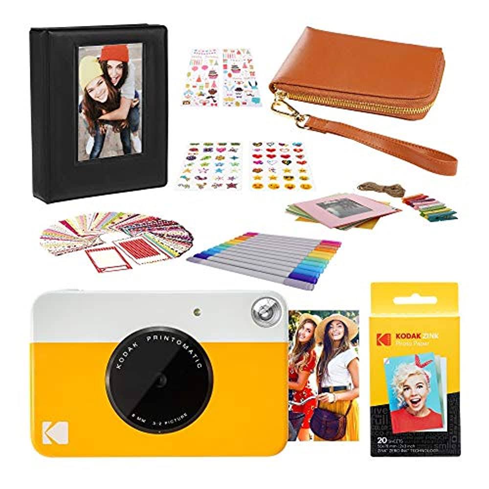 Kodak Printomatic Instant Print Camera (Yellow) 2x3 Photo Album Kit