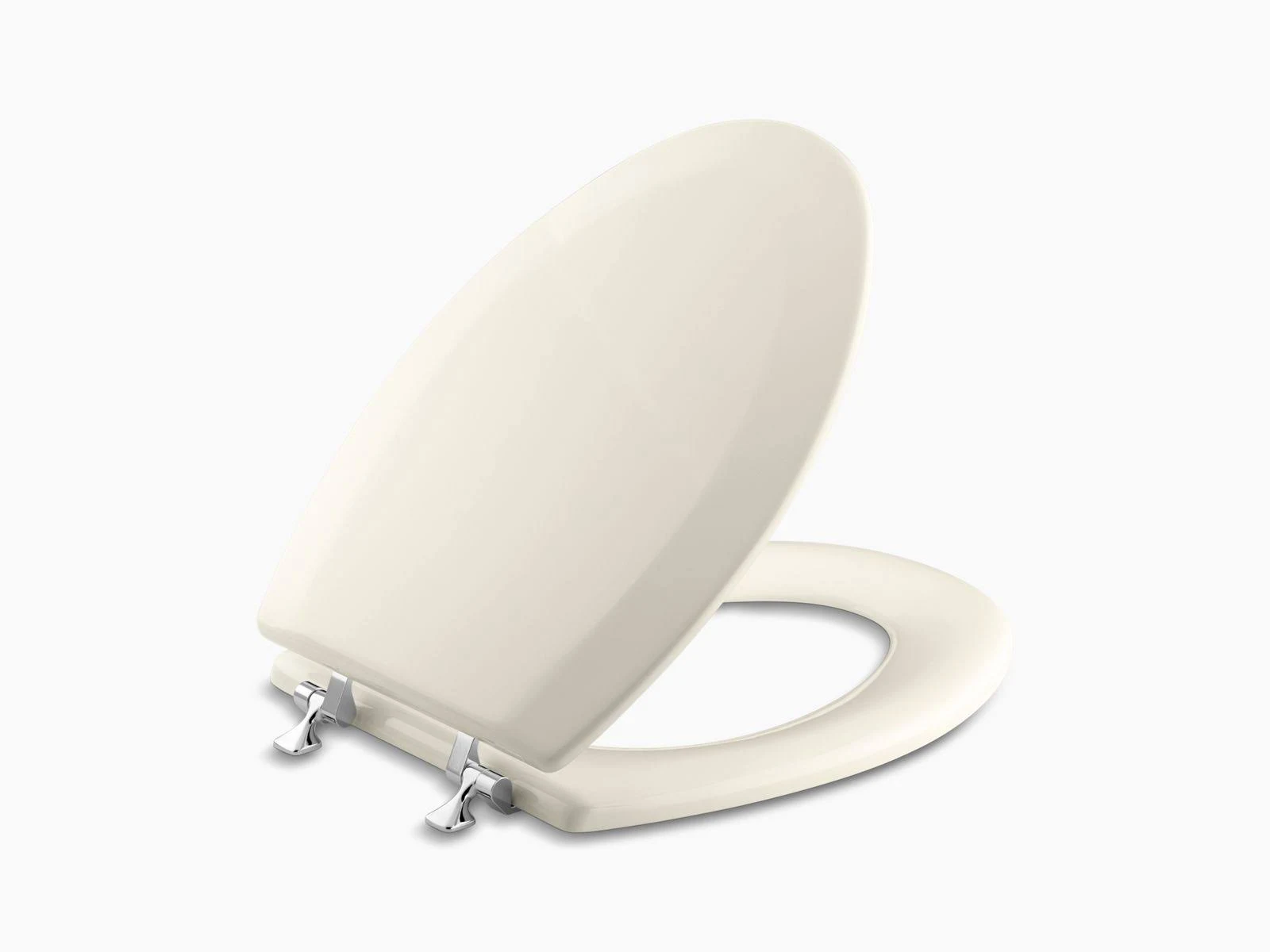 KOHLER K-4722-T-47 Triko Elongated Toilet Seat with Polished Chrome Hinges, Almond