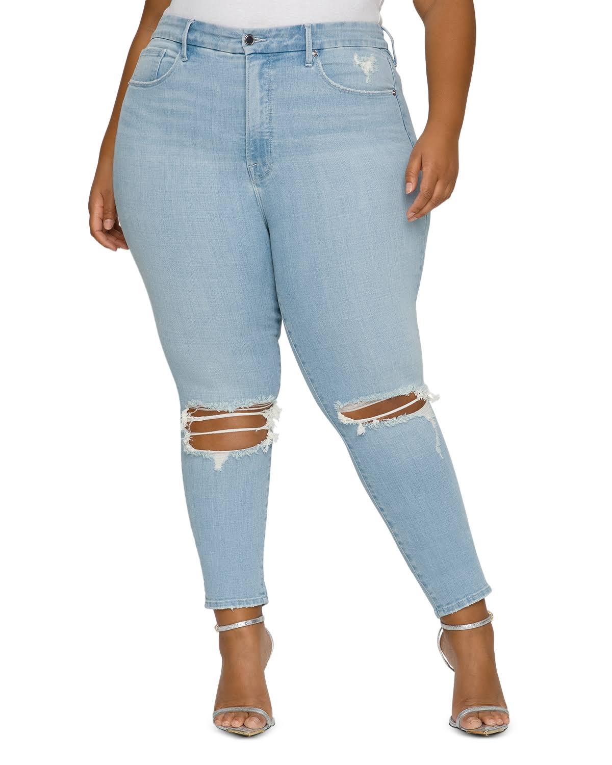 Good American Women&s Good Waist Cropped Jeans - Blue - Size 18