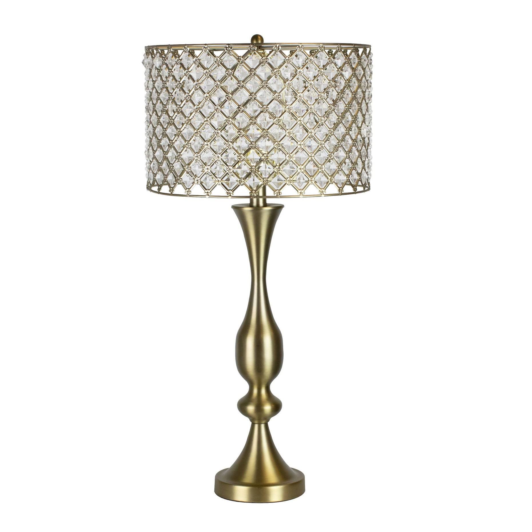 27.5x22 Plated Gold Table Lamp w/ Crystal Bling Shade