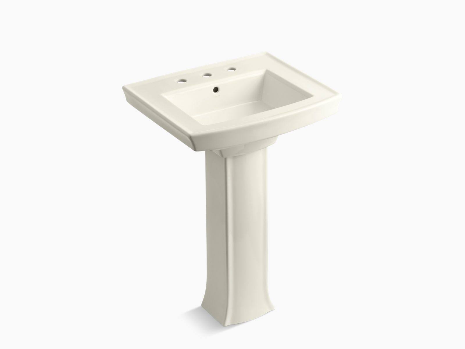 Kohler K-2359-8-96 Archer 24x22 Pedestal Bathroom Sink - Biscuit
