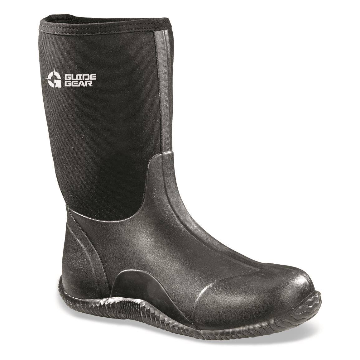 Guide Gear Men&s Mid Bogger Waterproof Rubber Boots, Black