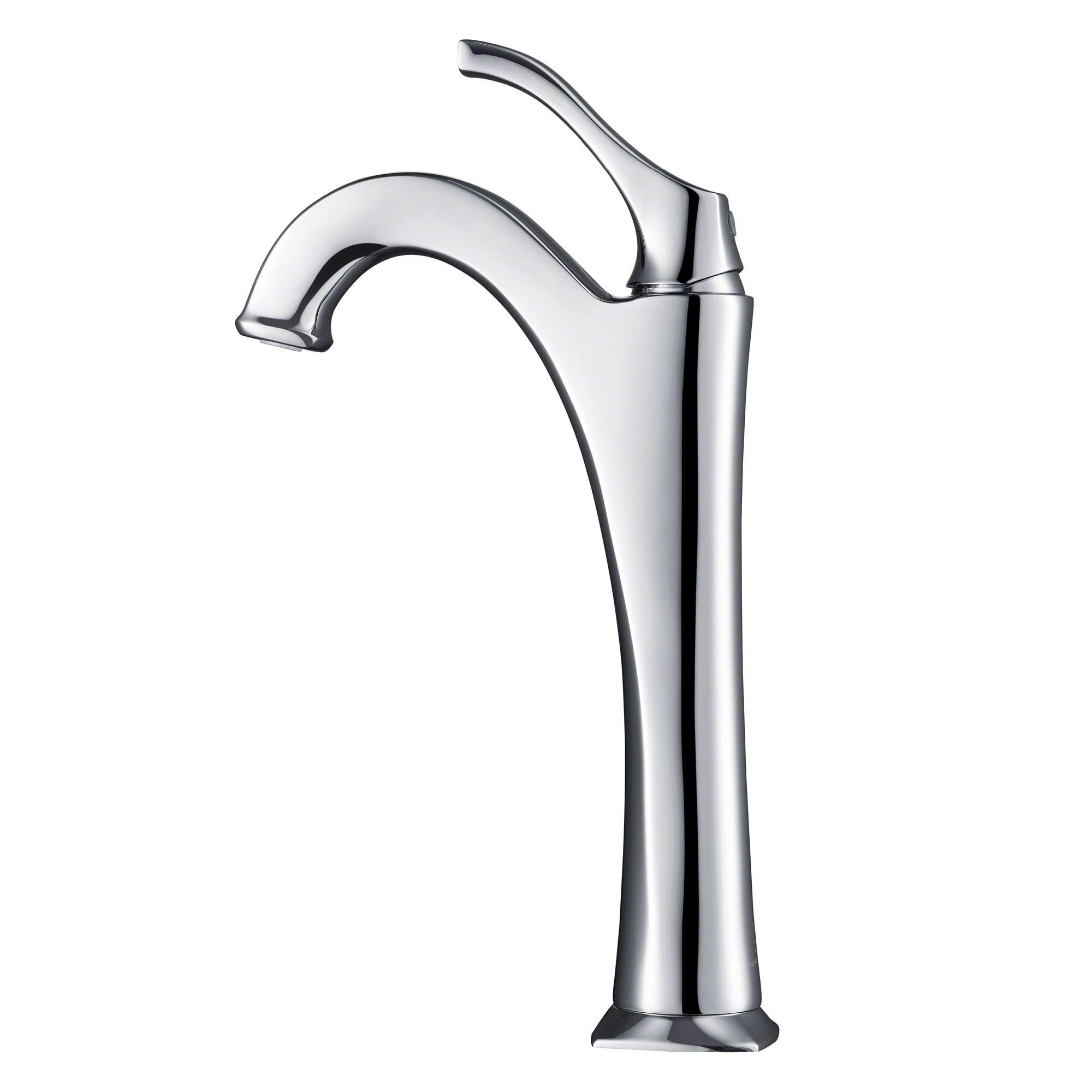 Kraus Arlo Chrome Single Handle Vessel Bathroom Faucet with Pop-Up Drain