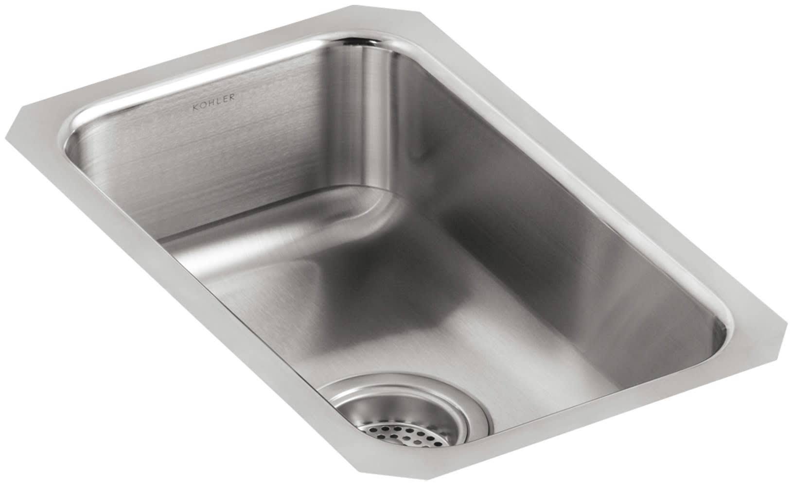 Kohler K-3333-NA Stainless Steel Undertone Small Squared Under-Mount Single-Bowl Kitchen Sink
