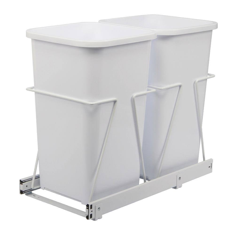 Knapeu0026vogt Double Pull-Out 6.75 Gallon Trash Can, White