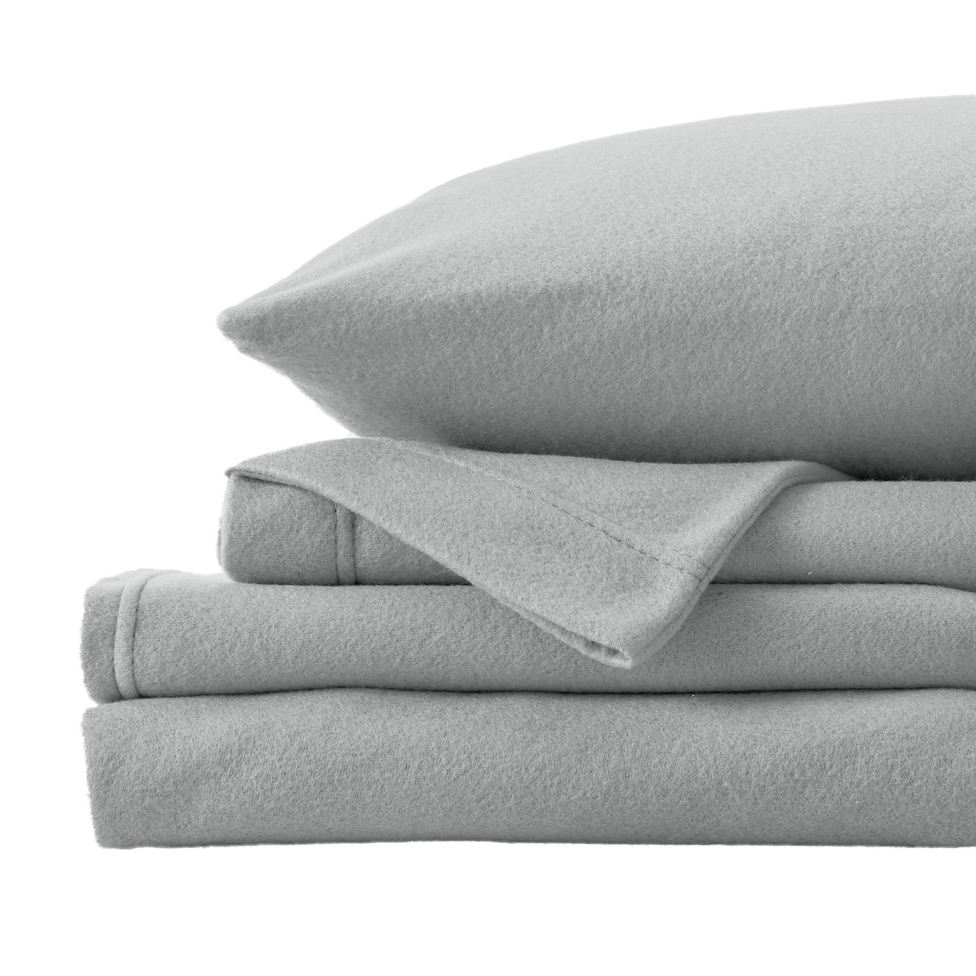 Great Bay Home Christina Solid Fleece Sheet Sets Full Paloma Grey