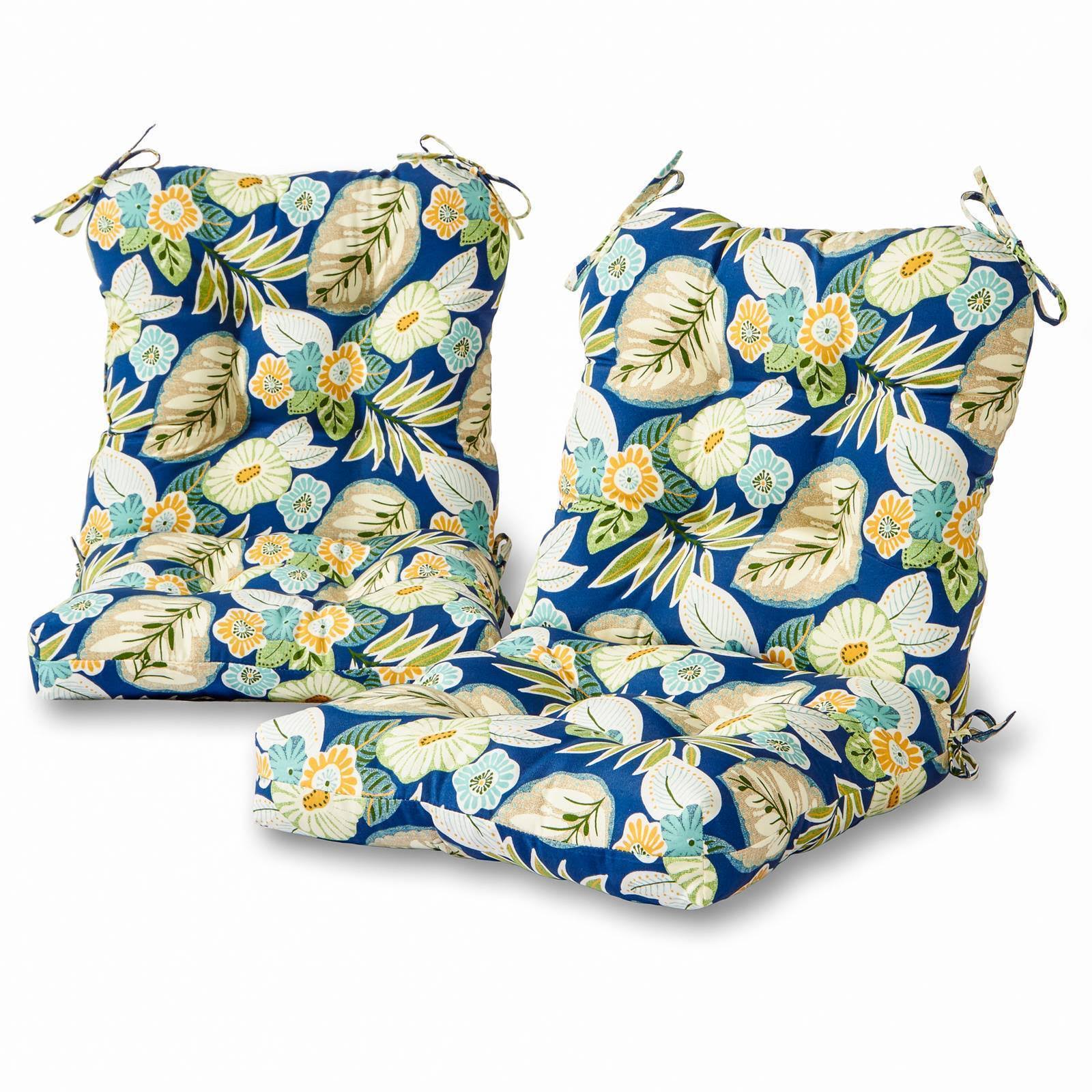 Greendale Home Fashions Outdoor Lounge Chair Cushions, Marlow Blue Floral - 2 count