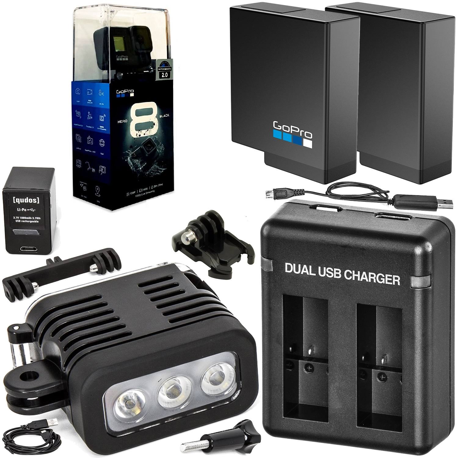 GoPro HERO8 Action Camera (Black) with Extended-Life Accessory Bundle