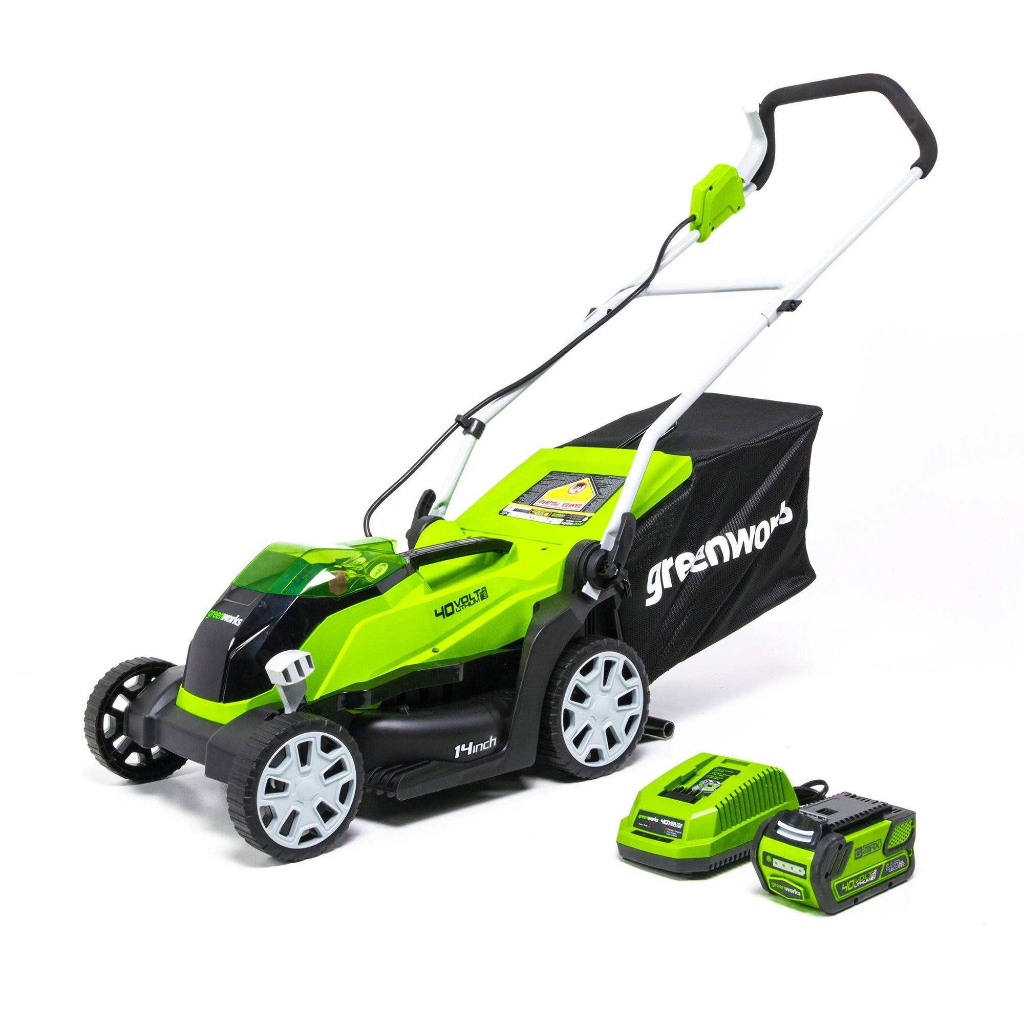 Greenworks 14-inch 40V Cordless Lawn Mower 4.0 Ah Battery Included Mo40b410