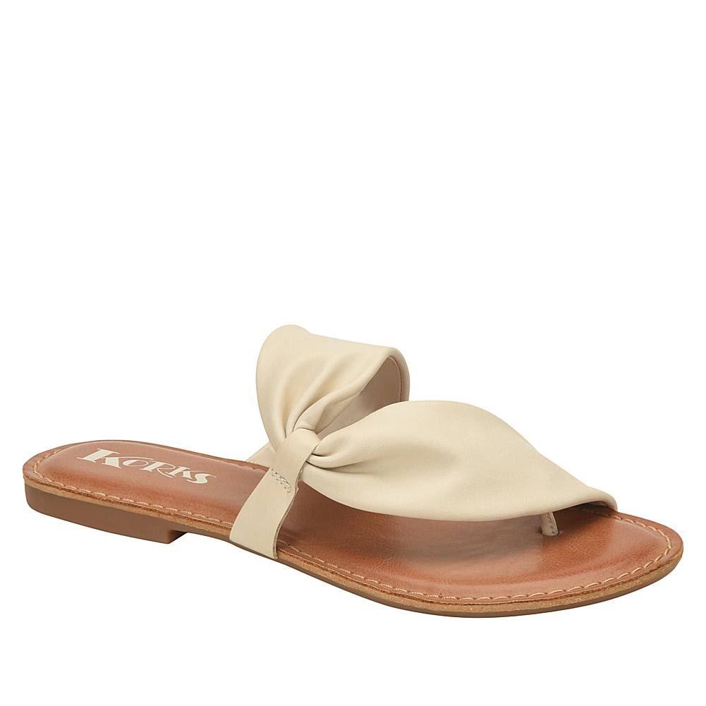 Korks White Rachelle Thong Wrap Sandals