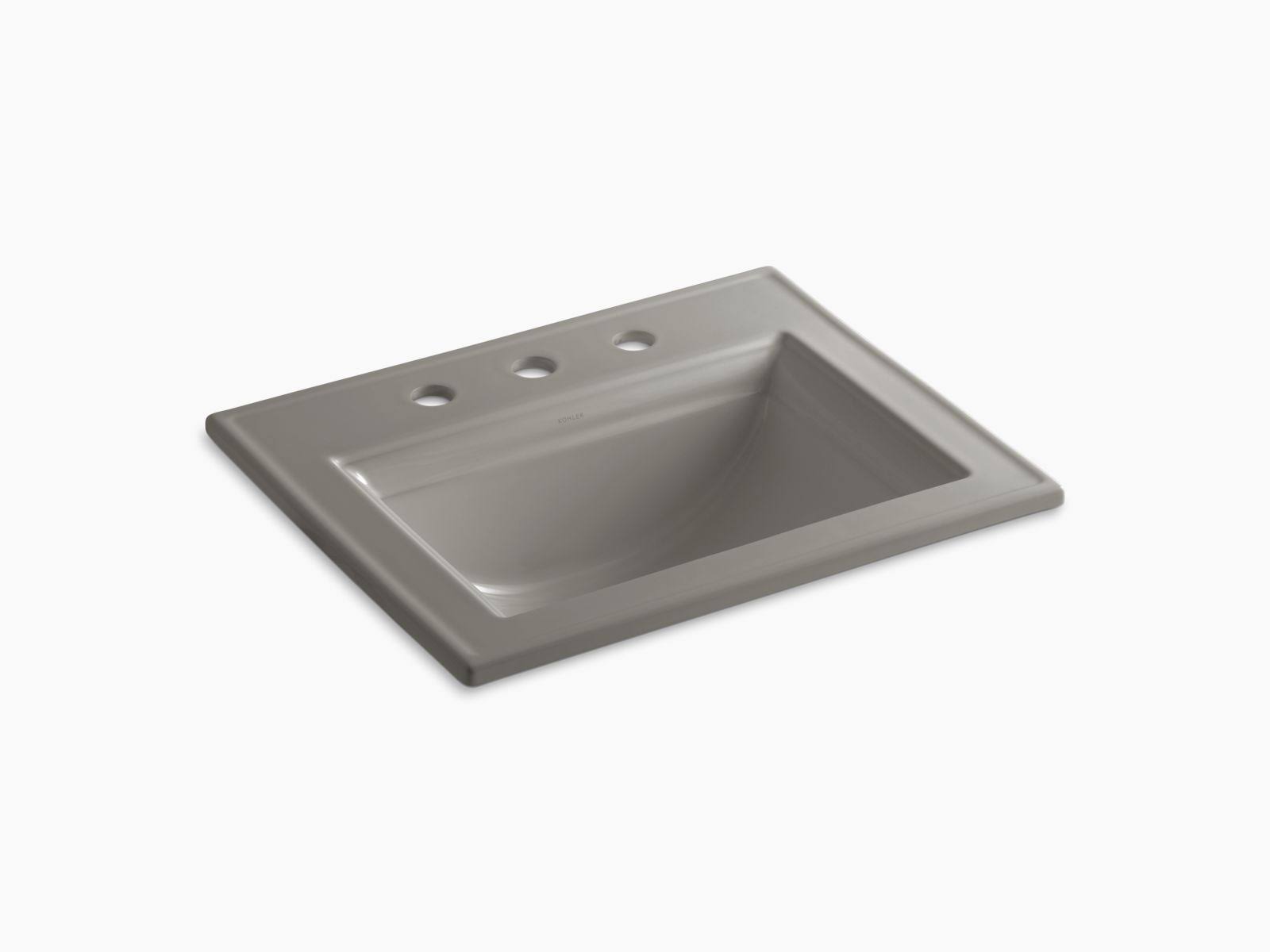KOHLER K-2337-8-K4 Memoirs Stately Drop-In Bathroom Sink with 8 In. Widespread Faucet Holes, Cashmere
