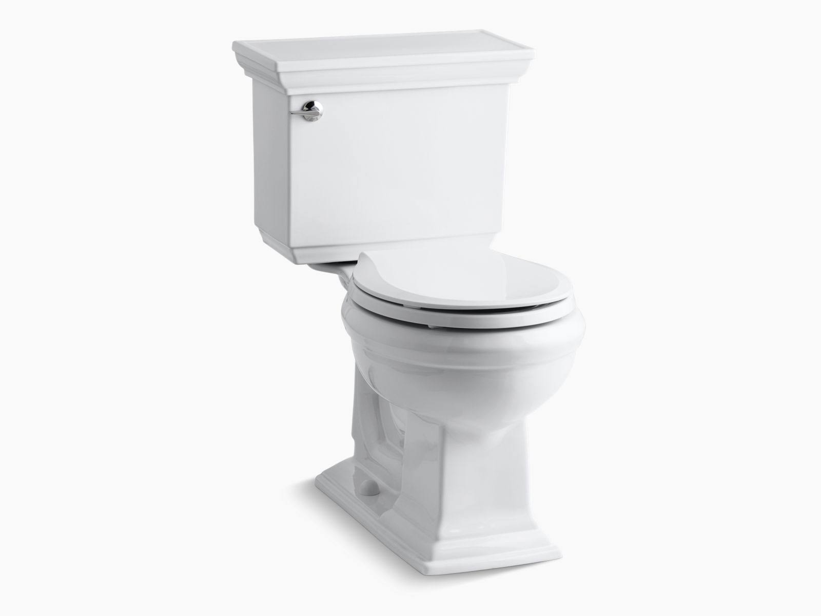 KOHLER K-3933-0 Memoirs Stately Comfort Height Two-Piece Round-Front 1.28 GPF Toilet with AquaPiston Flush Technology and Left-H