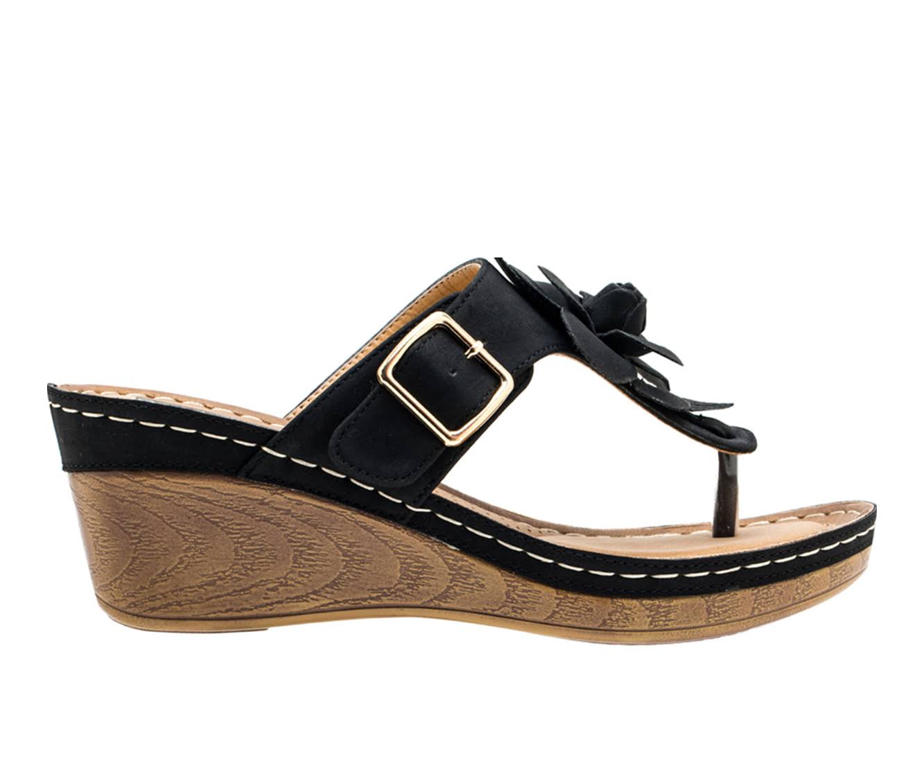 GC Shoes Flora Wedge Sandal - Black