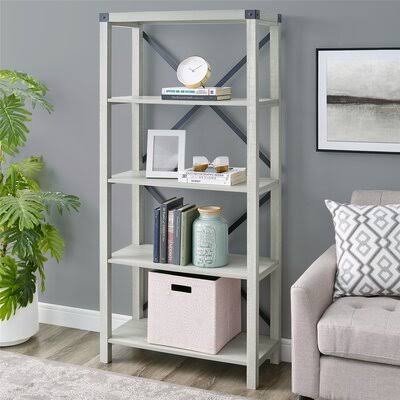 Arsenault 64x22 H x 30x22 W Etagere Bookcase Foundry Select Color: Stone Gray