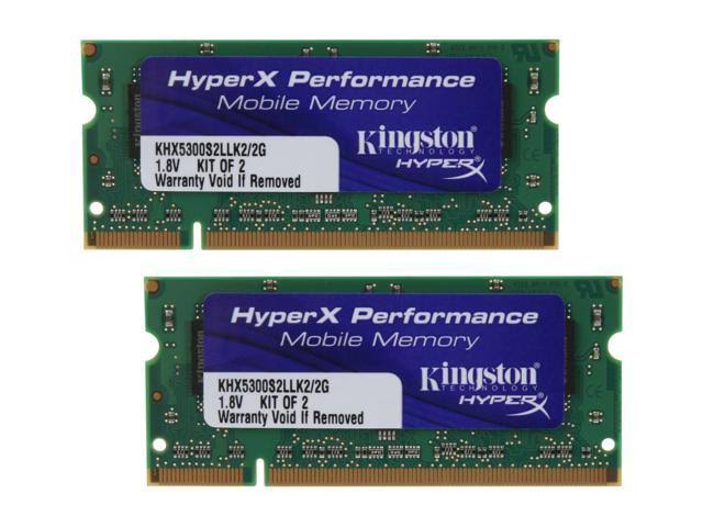 Kingston HyperX 2GB Kit (2x1GB Modules) 667Mhz DDR2 Notebook Memory (KHX5300S2LLK2/2G)