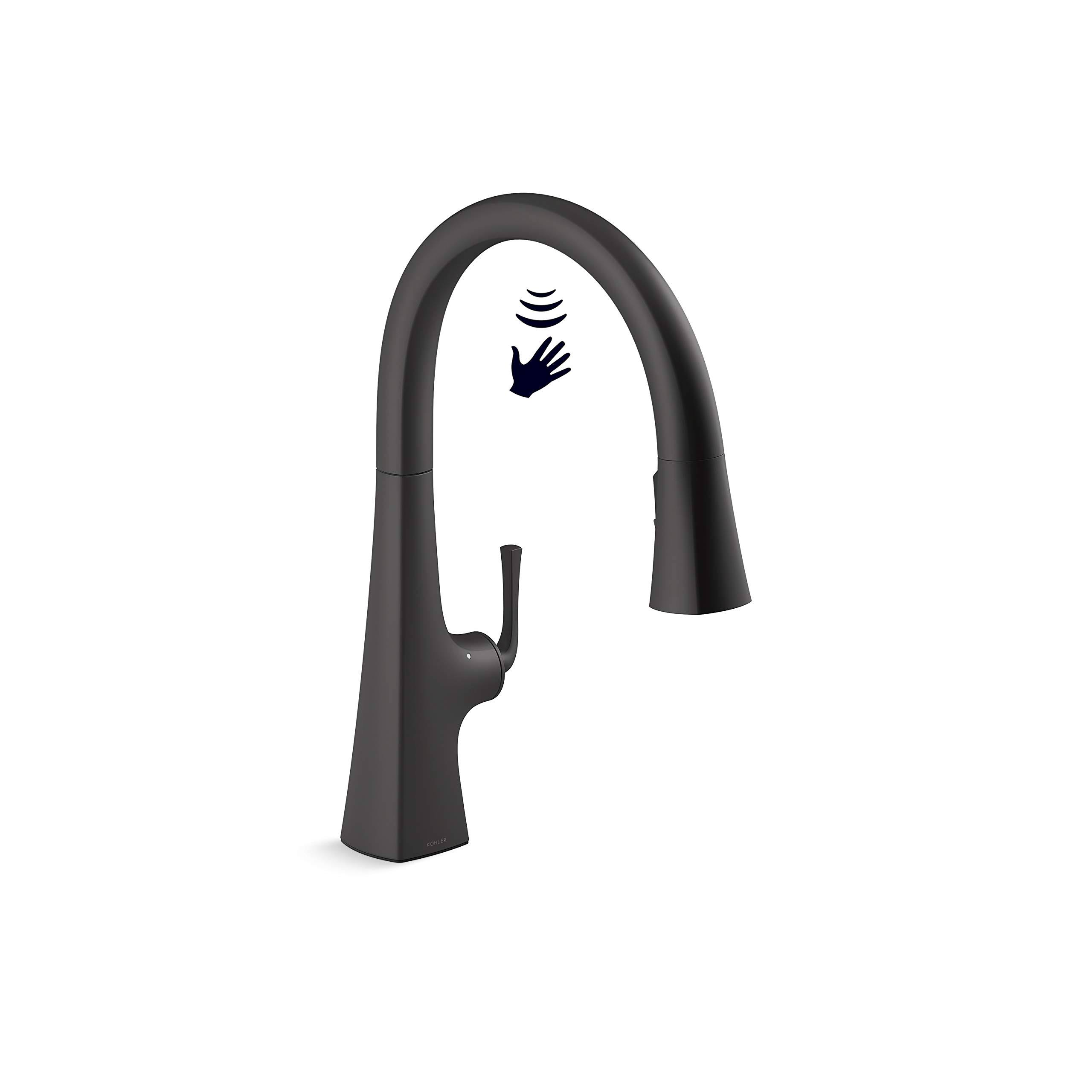 Kohler K-22068-BL Graze Touchless Pull-Down Kitchen Sink Faucet in Matte Black