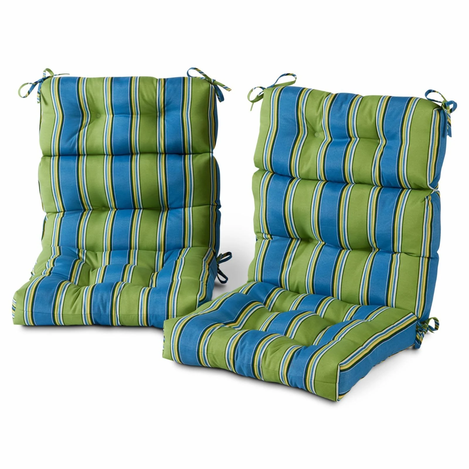 Greendale Home Fashions 44 x 22 in. Outdoor High Back Chair Cushion - Set of 2 Cayman Stripe