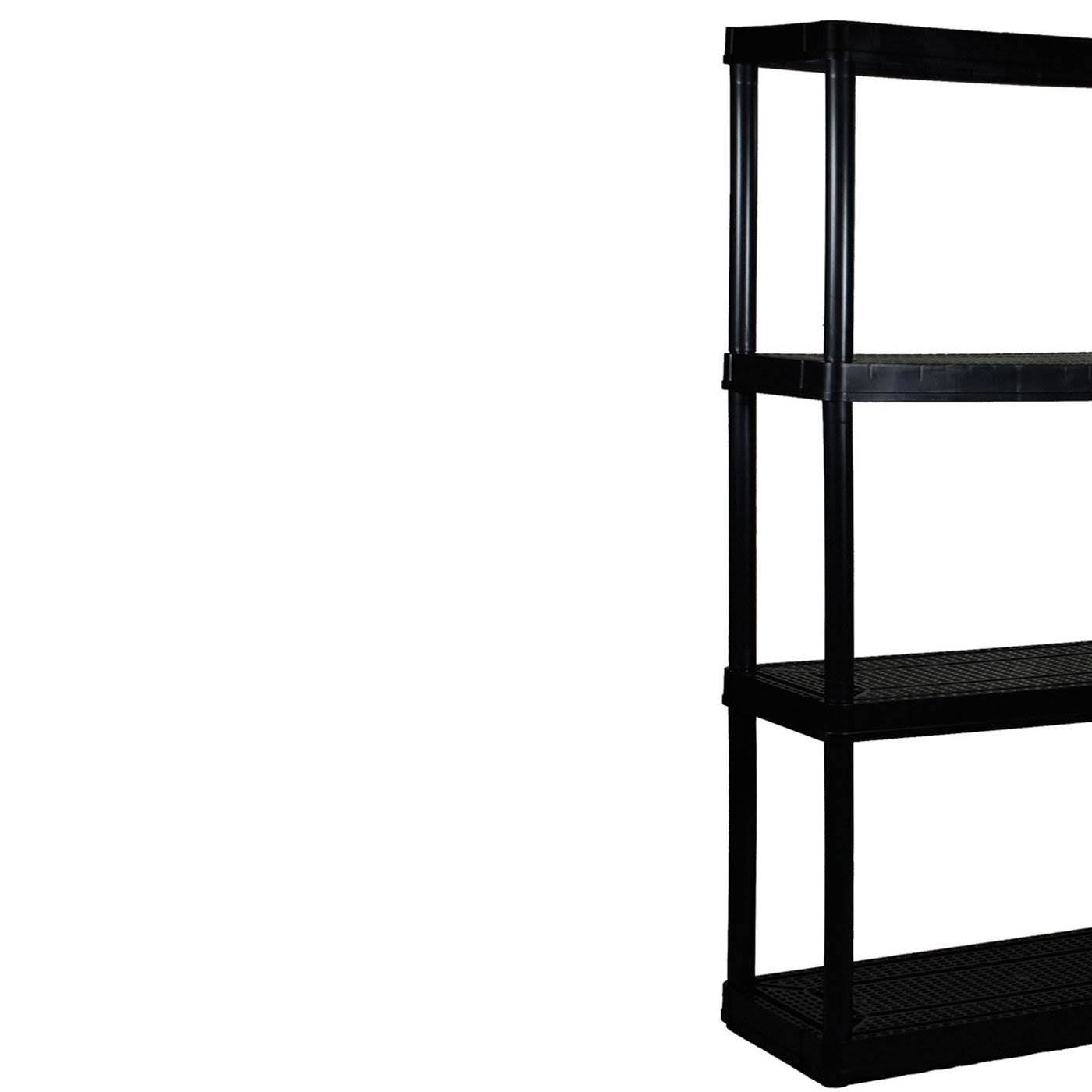 Gracious Living 4 Shelf Tier Medium Resin Garage Storage Shelf Black 7 Pack