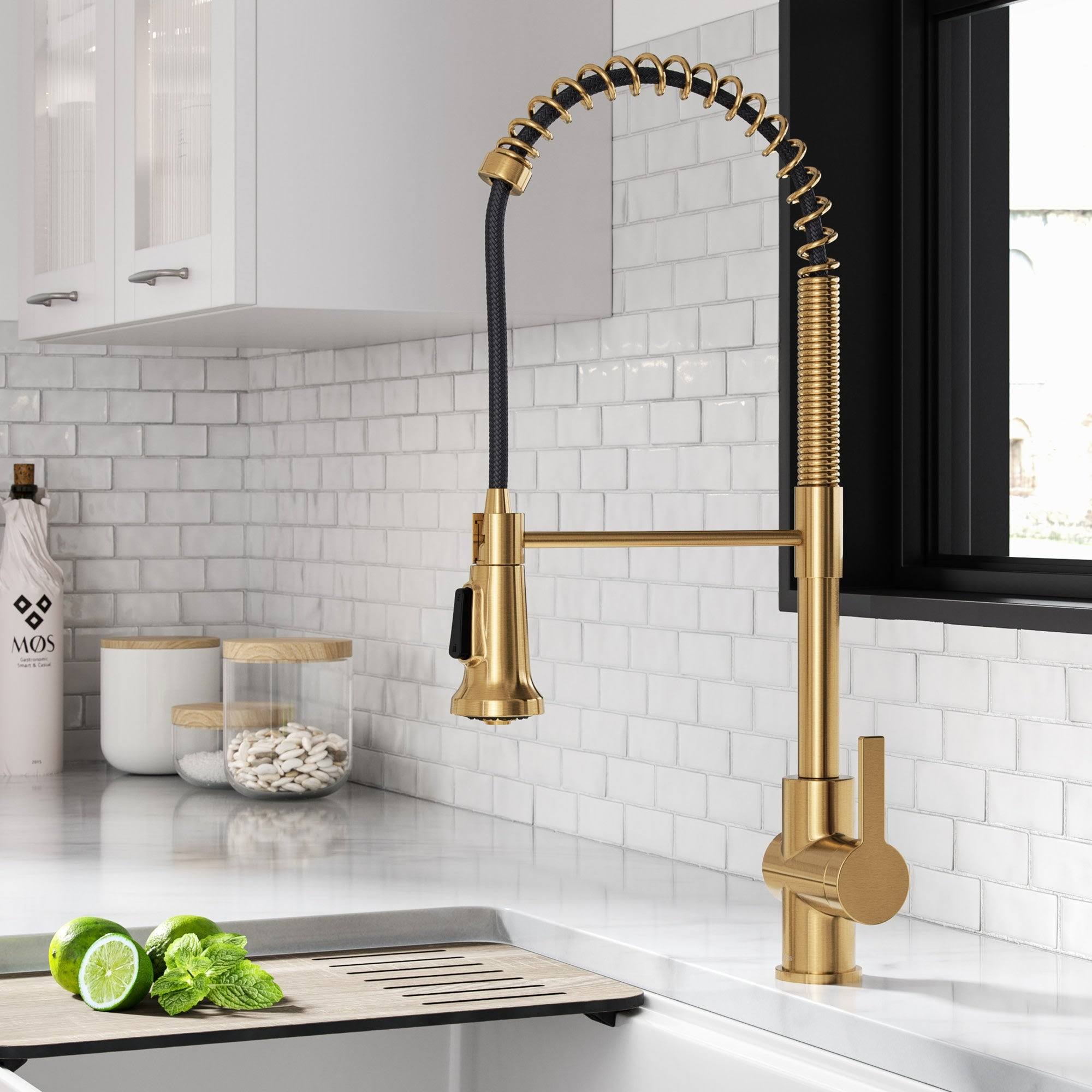 Kraus KPF-1691BB Britt Commercial Style Pull-Down Single Handle Kitchen Faucet, Brushed Brass