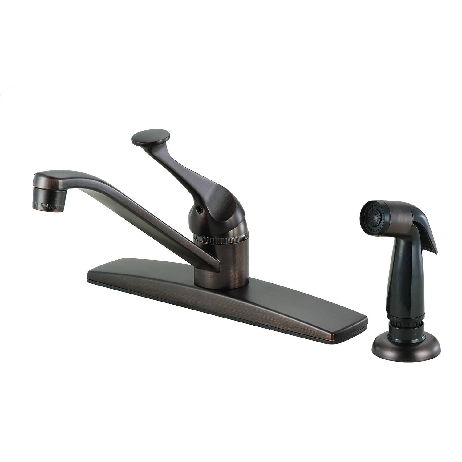 Hardware House 12-2917 Single Handle Kitchen Faucet with Spray Classic Bronze