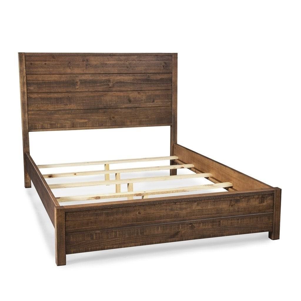 Grain Wood Furniture Montauk Solid Wood Panel Bed, Rustic Walnut, King
