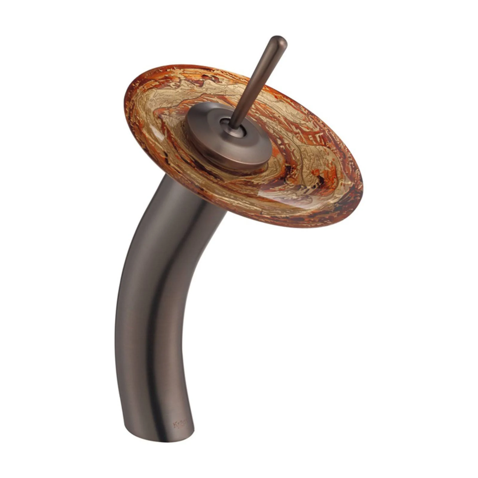 Kraus Ares Glass Vessel Sink and Waterfall Faucet - Oil Rubbed Bronze