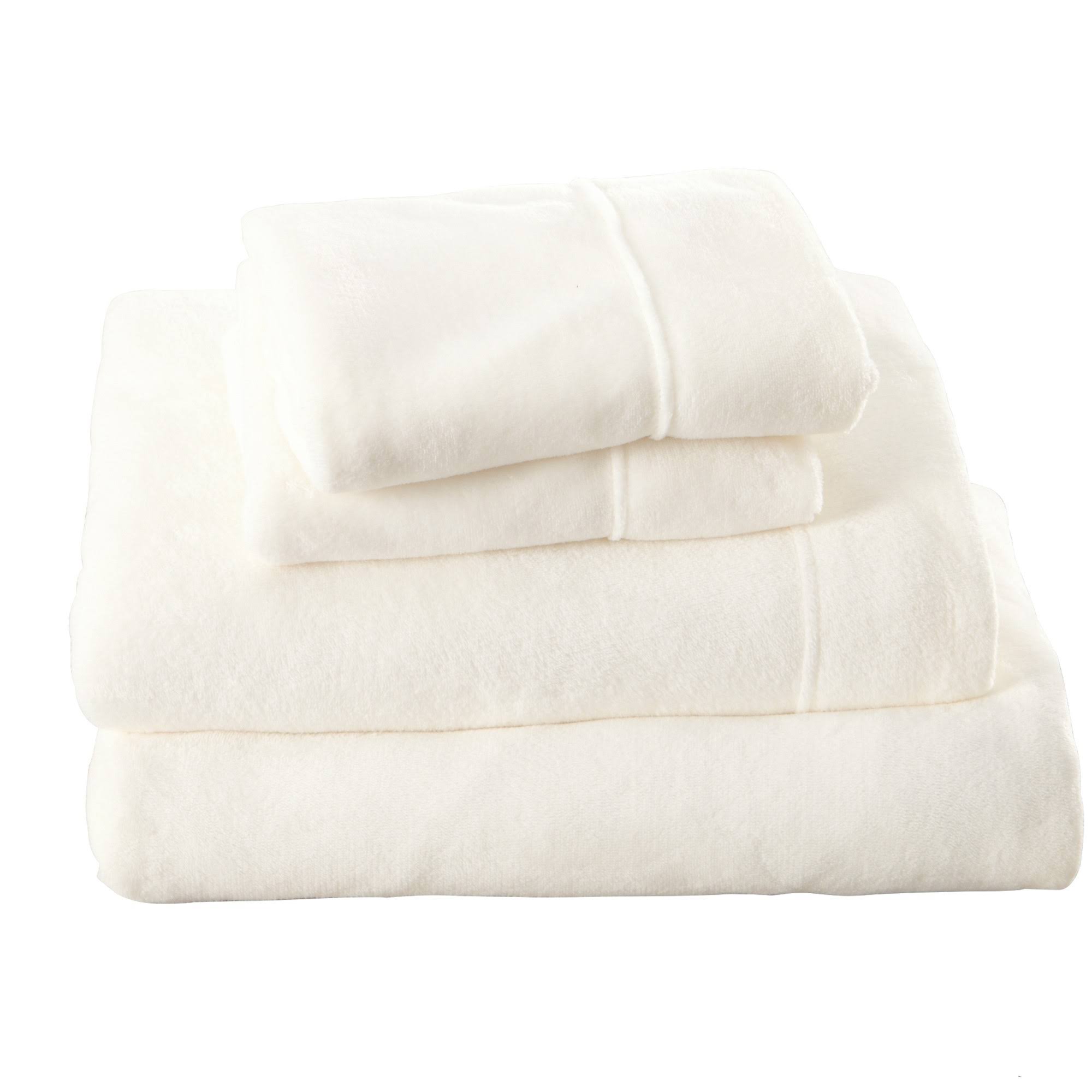 Great Bay Home Extra Soft Cozy Velvet Plush Solid Bed Sheet Set (Twin - White)